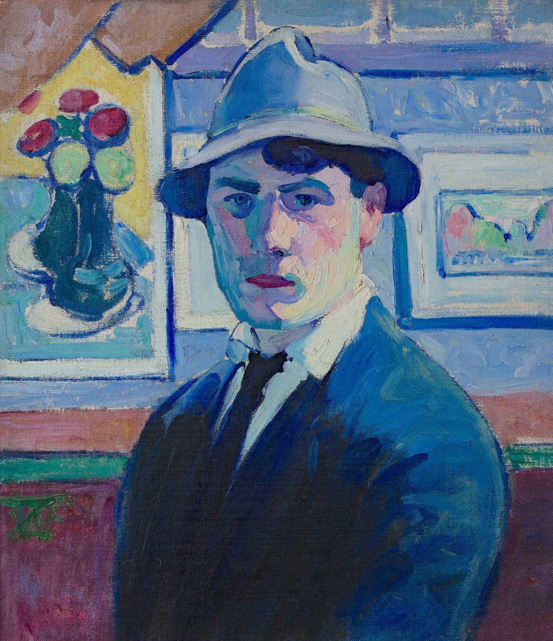 William Zorach  (1887-1966)   Self-Portrait, Paris , 1911  Oil on canvas  21 x 18 inches  Signed with artist’s monogram (lower left): WZ  