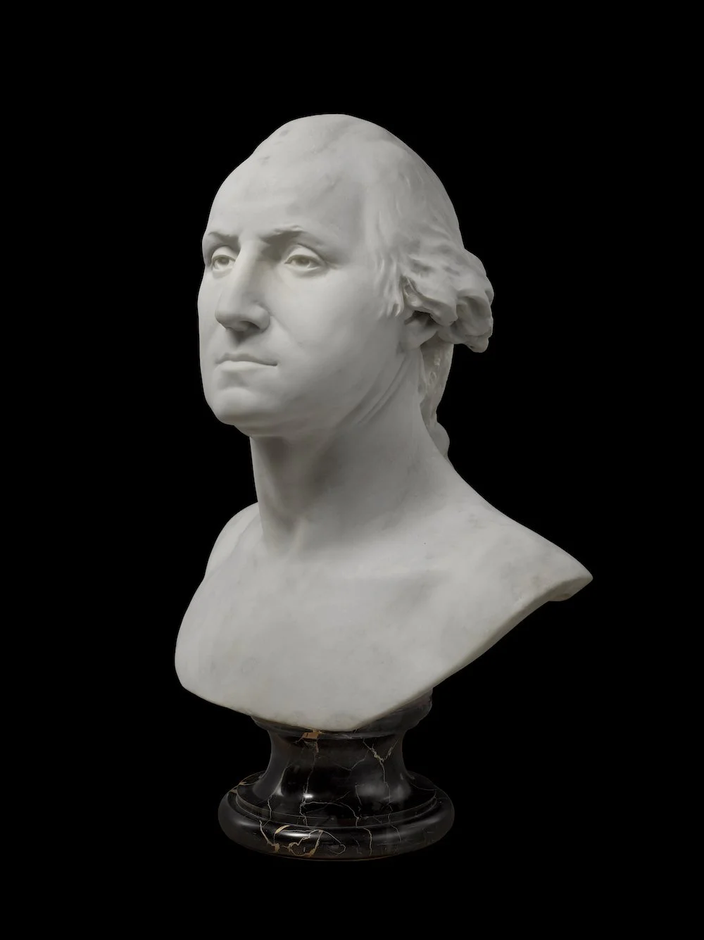   Studio of Jean-Antoine Houdon  (Versailles 1741 – 1828 Paris)  Bust of George Washington  Seravezza marble 22 x 17 x 9 ¾ inches with socle 