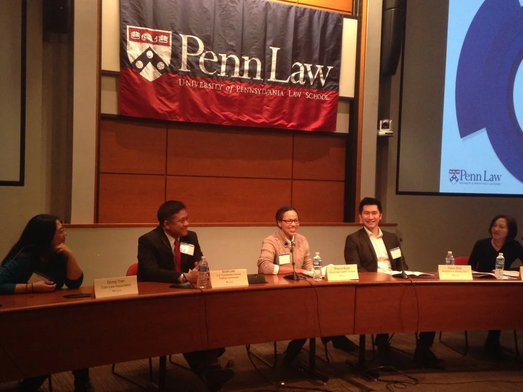 Shauna C. Bryce as a legal careers panelist for “Carpe JDiem: Leveraging Legal Skills in Alternative Careers” at University of Pennsylvania School of Law. Moderated by Vivia Chen, senior columnist at The American Lawyer and the creator of The Careerist blog, with Djung Tran of Tran Law Associations; Scott Lee of the U.S. Commodity Futures Trading Commission; and David Zhou of the SDNY U.S. Attorney's Office.