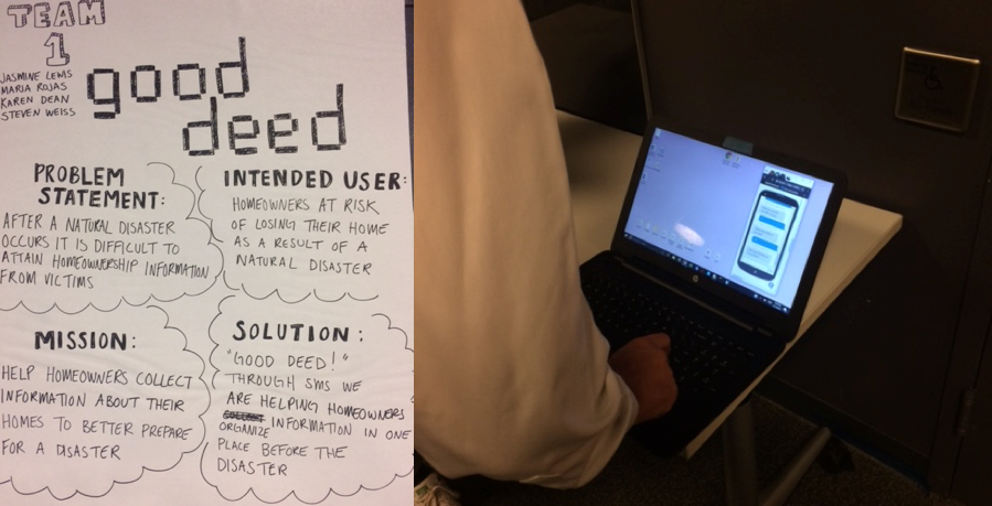 Presentation poster & Judge using the GOOD DEED demo device 