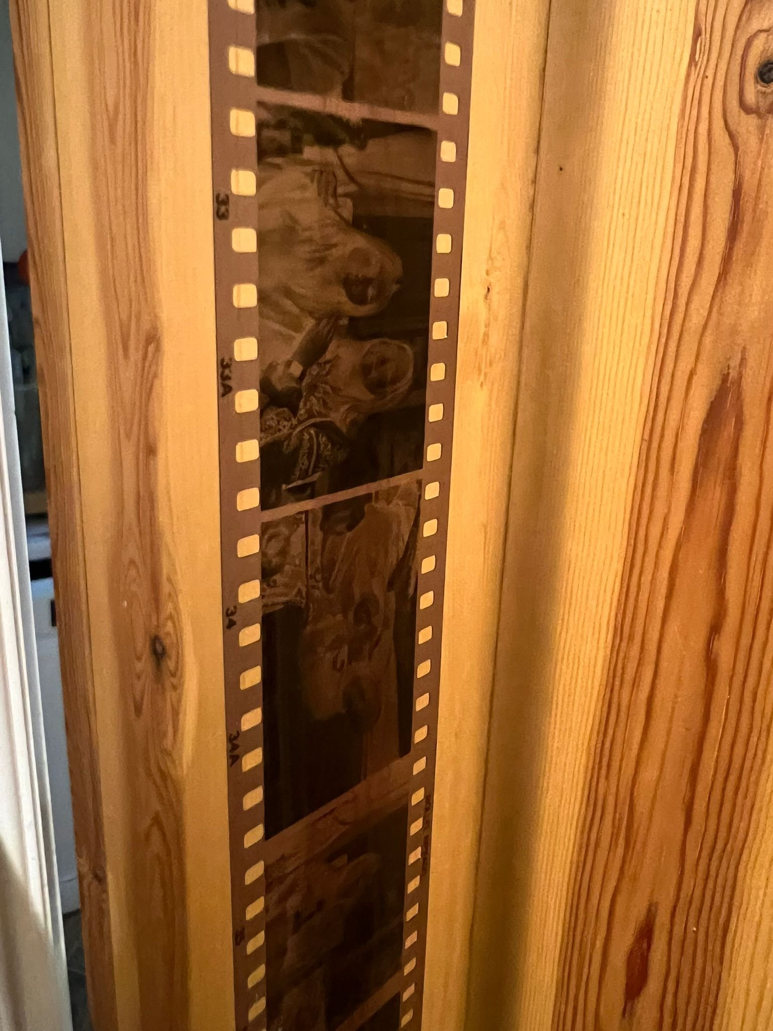 35mm negatives hanging for inspection after development in the AGO film processor at Liquid Light Lab.