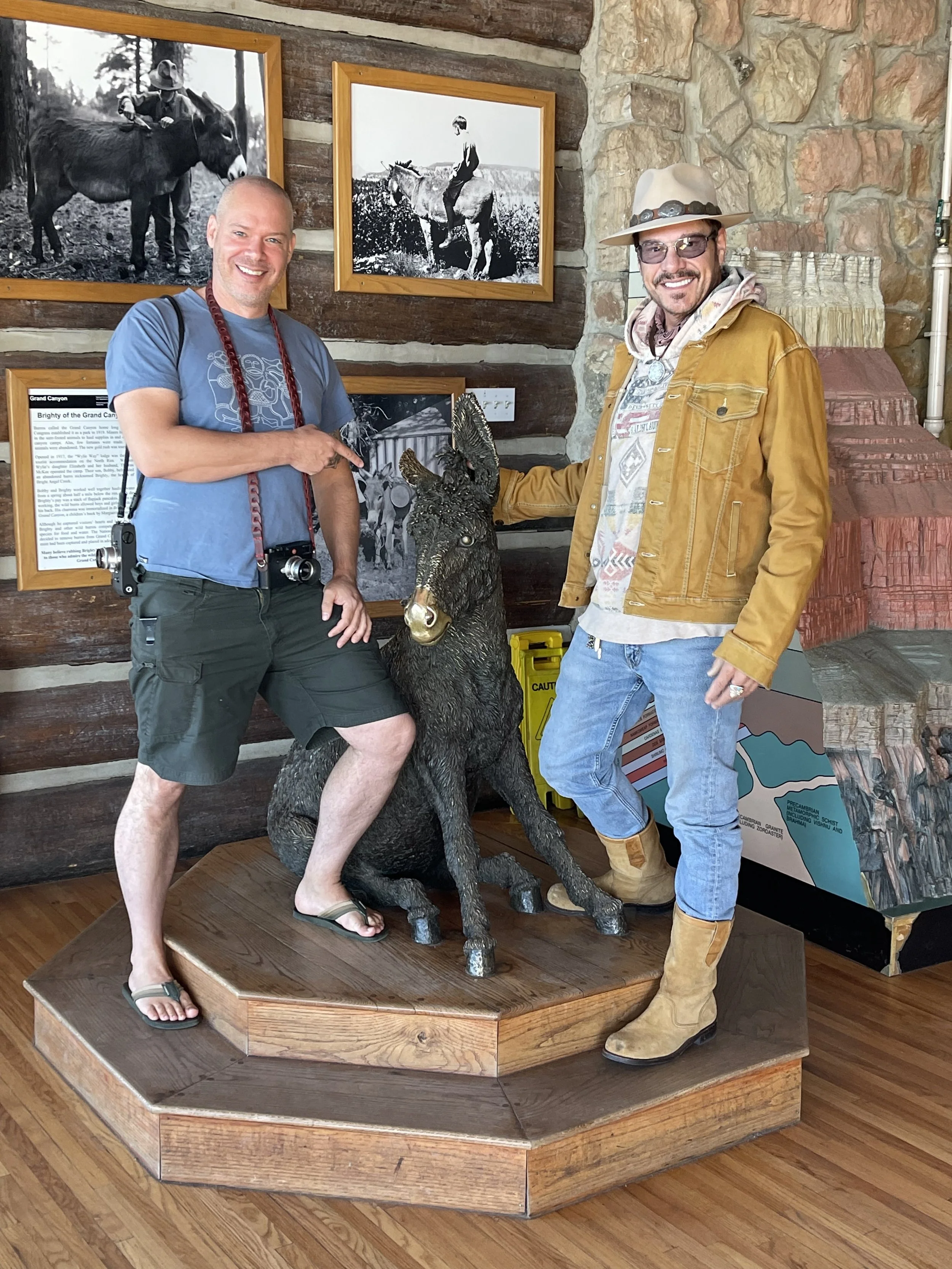 Martin Brown and Craig Sheffer at the Grand Canyon North Rim Lodge before the building was lost to fire