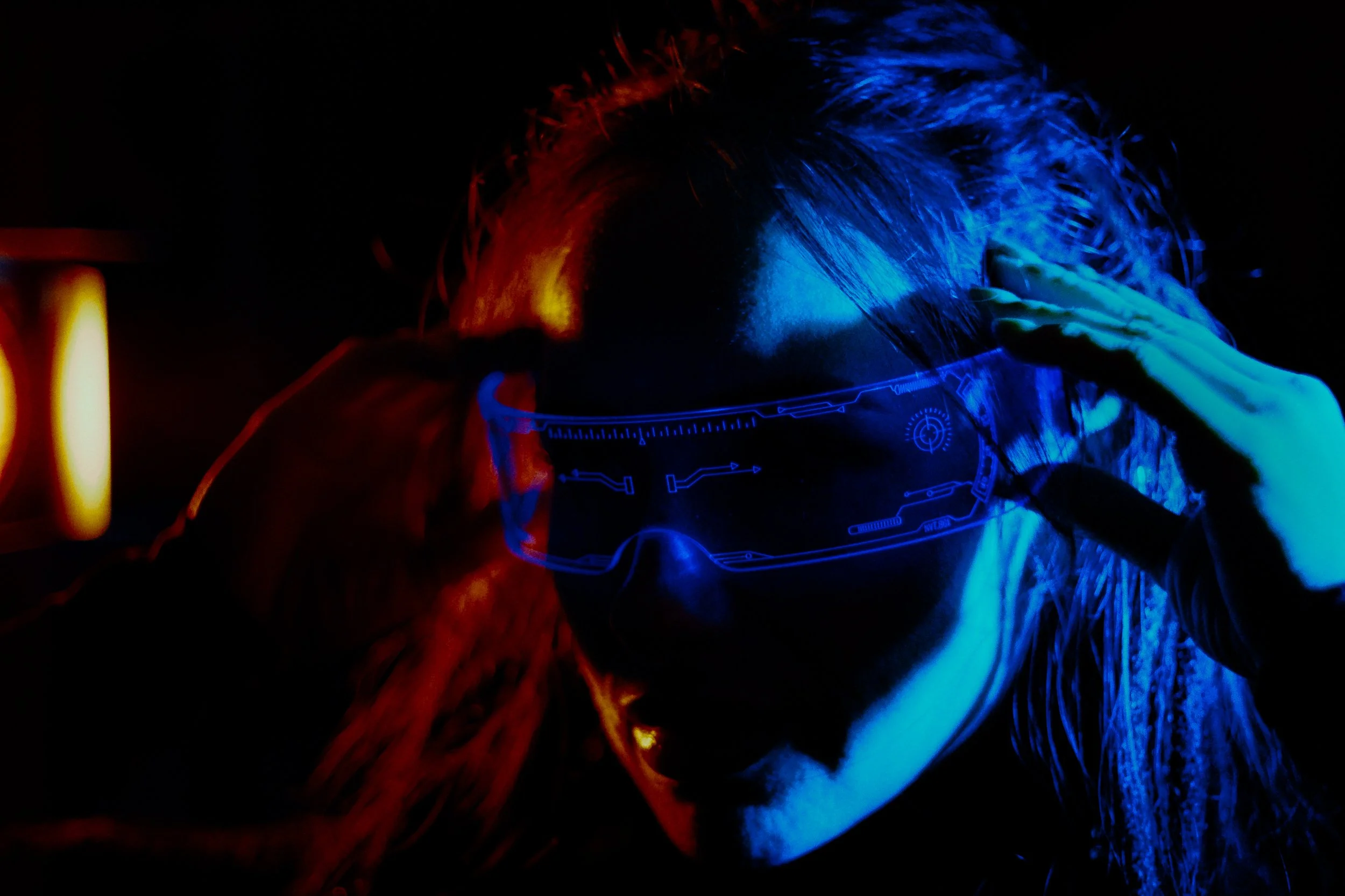 Negative fill preserving shadow contrast in an interior portrait.