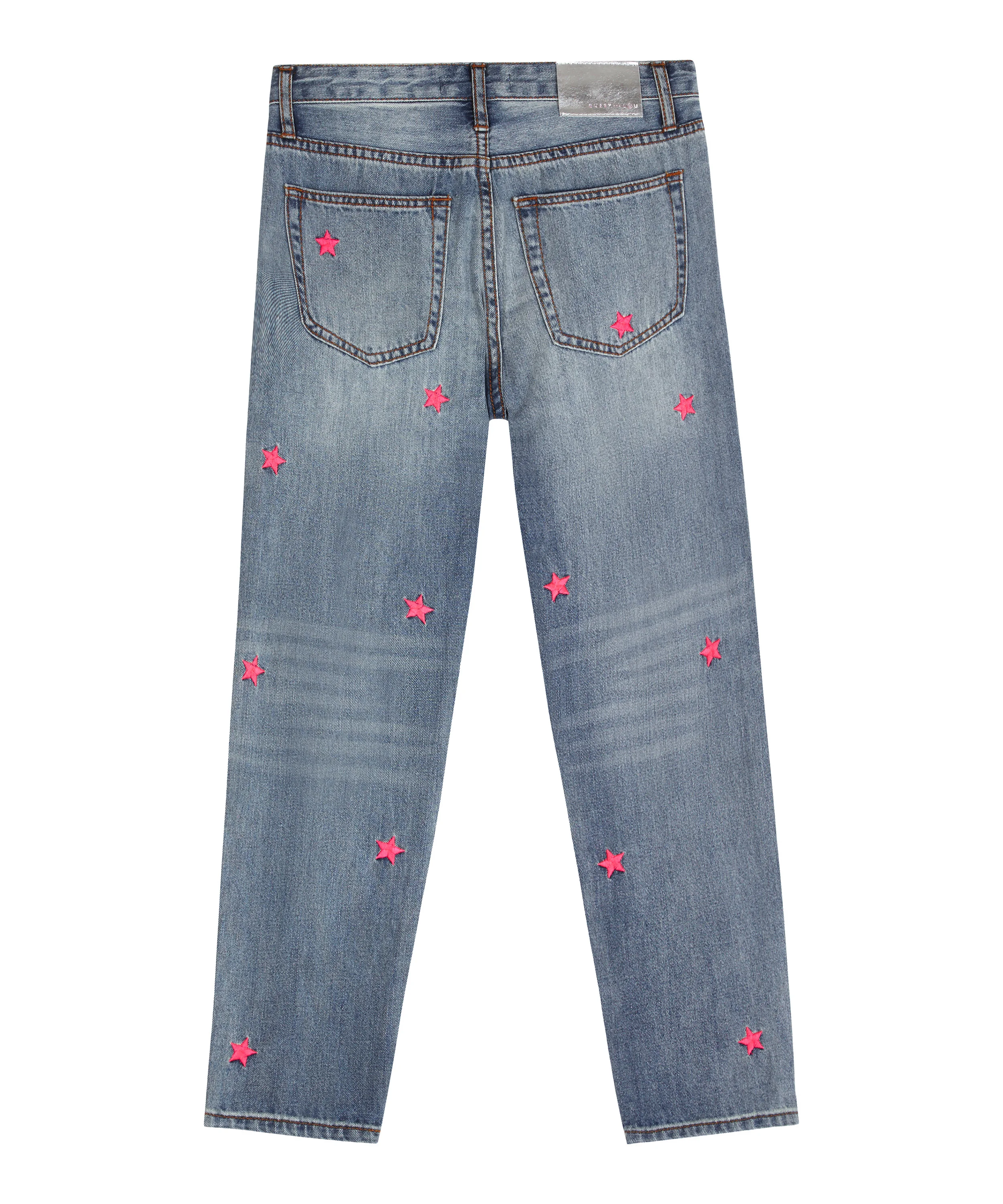 Ladies Girlfriend Neon Pink Star Jeans — Gussy and Lou