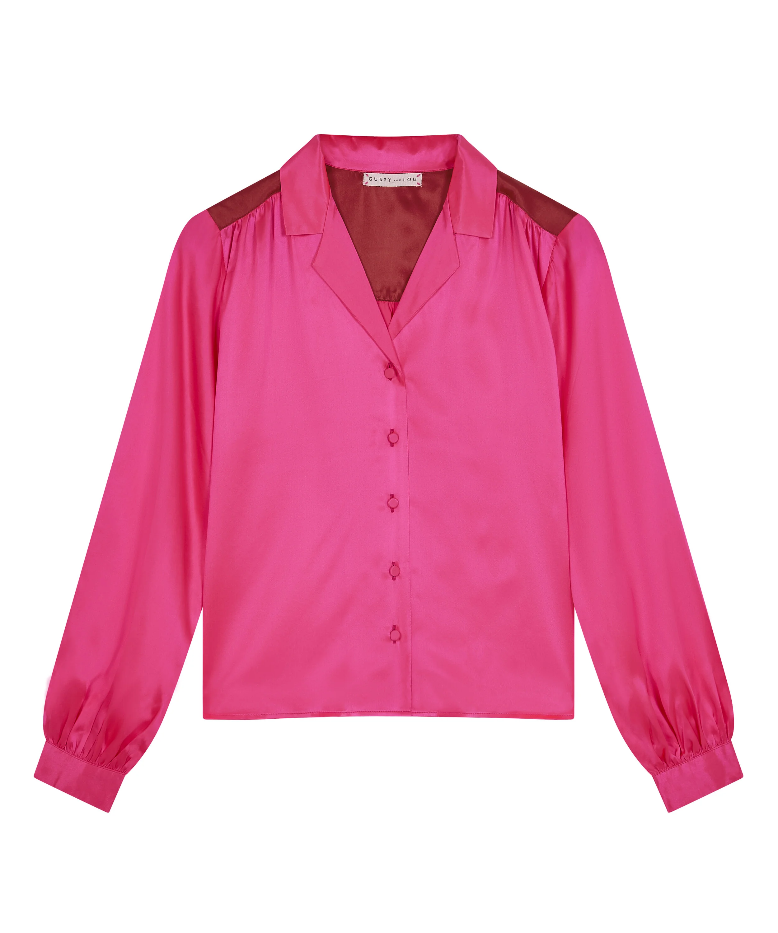Ladies Neon Pink Silk Blouse — Gussy 