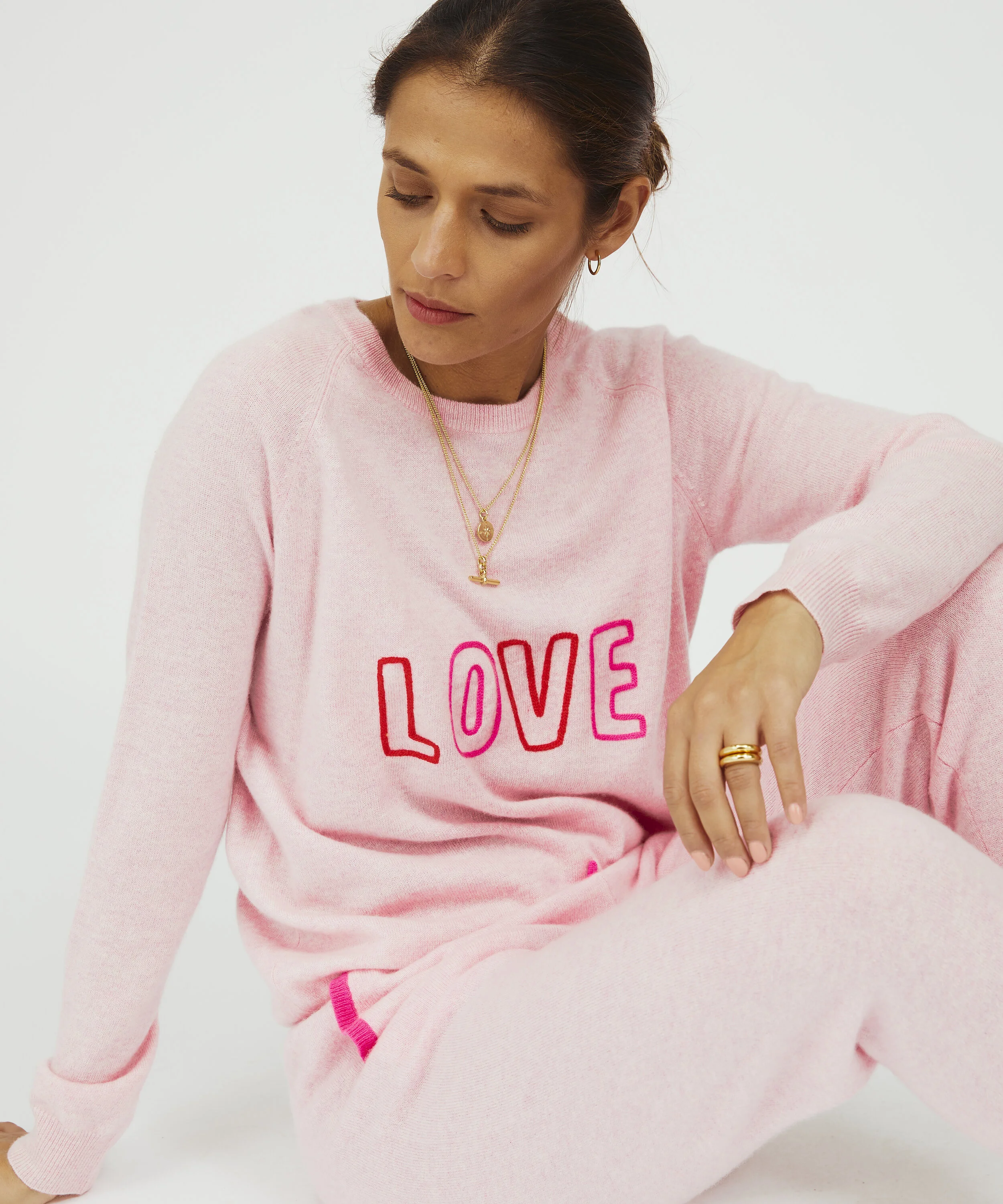 Ladies 'LOVE' Embroidered Cashmere 