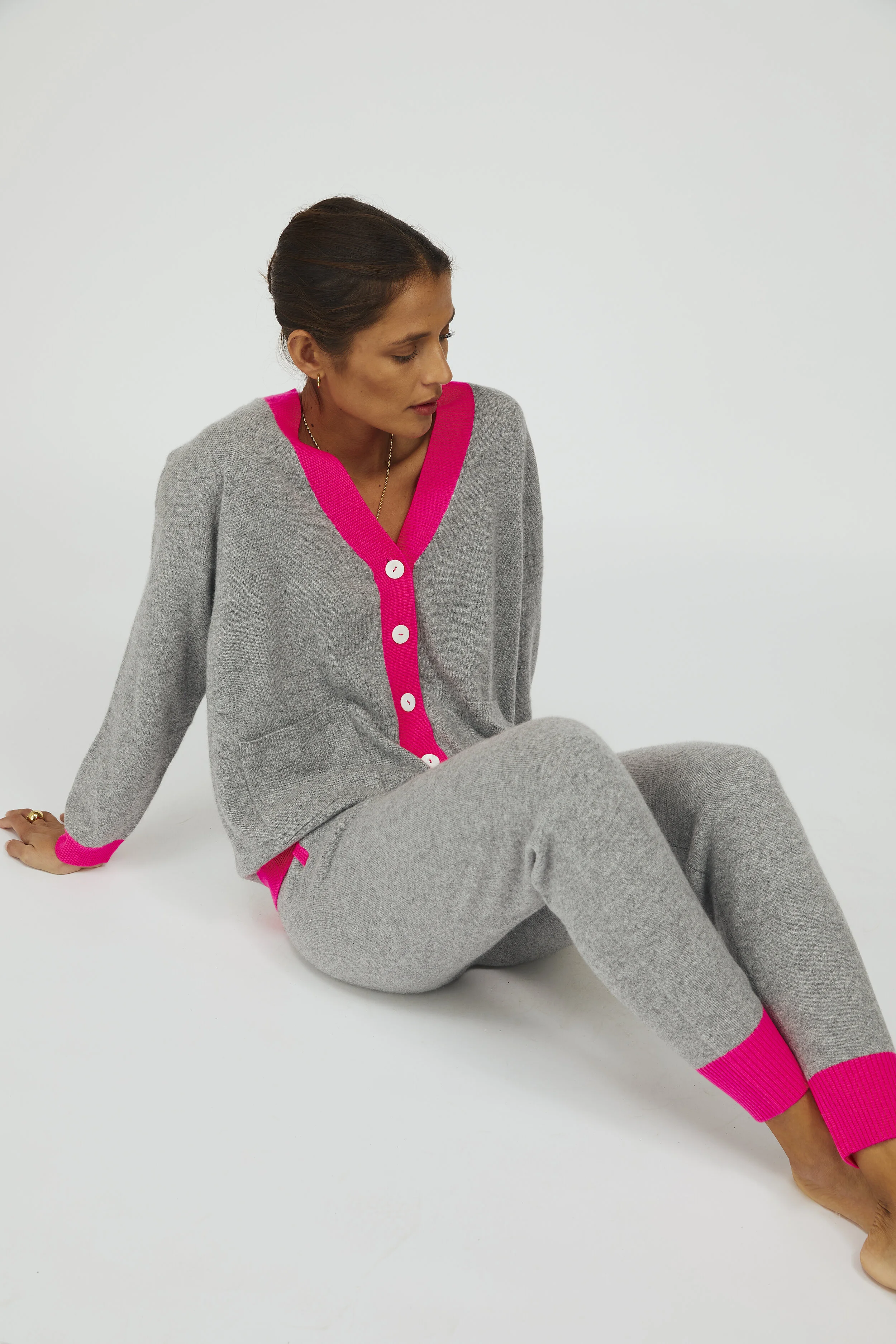 Ladies Grey with Neon Pink Cashmere 