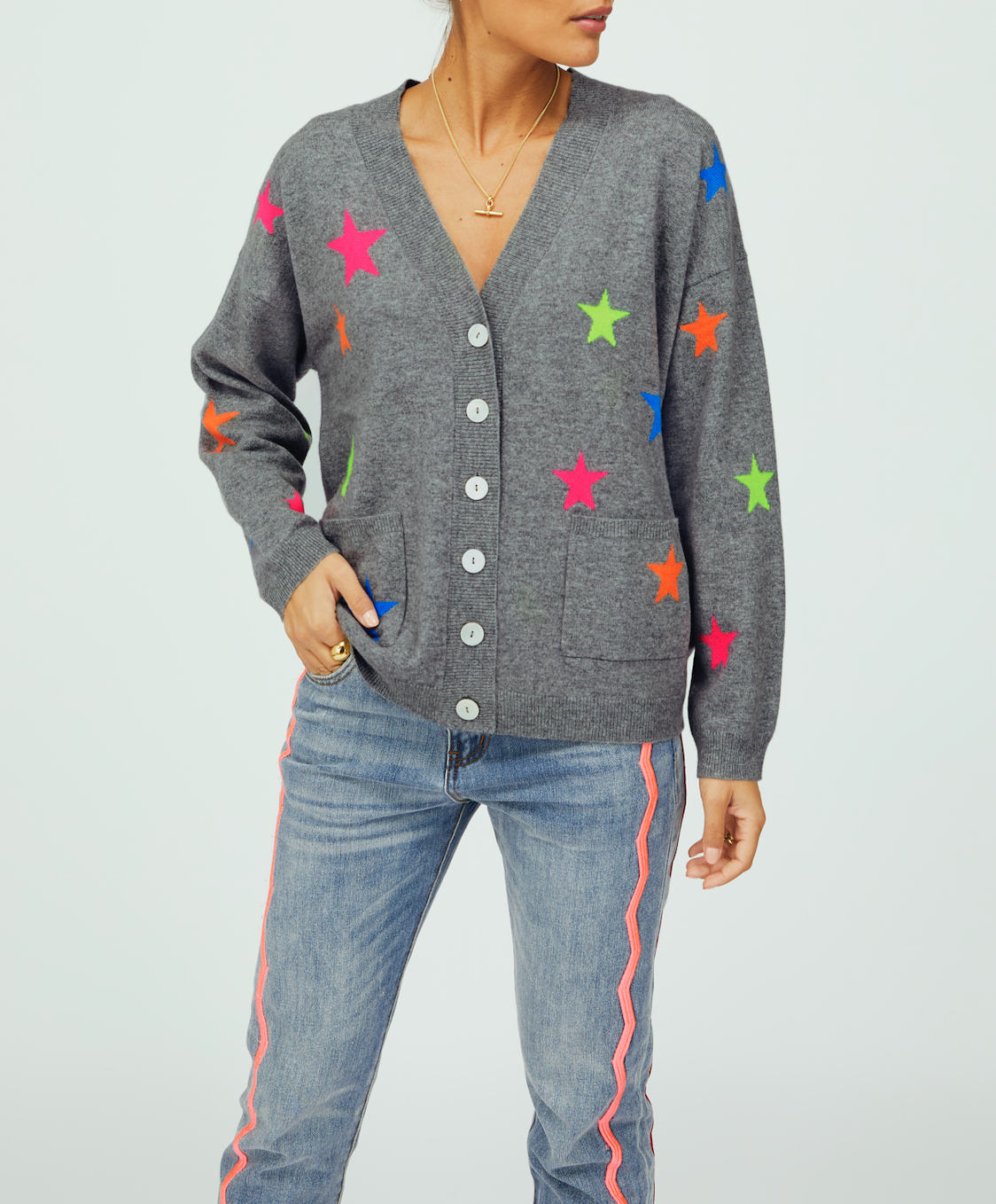 Ladies Multi Neon Star Cashmere 