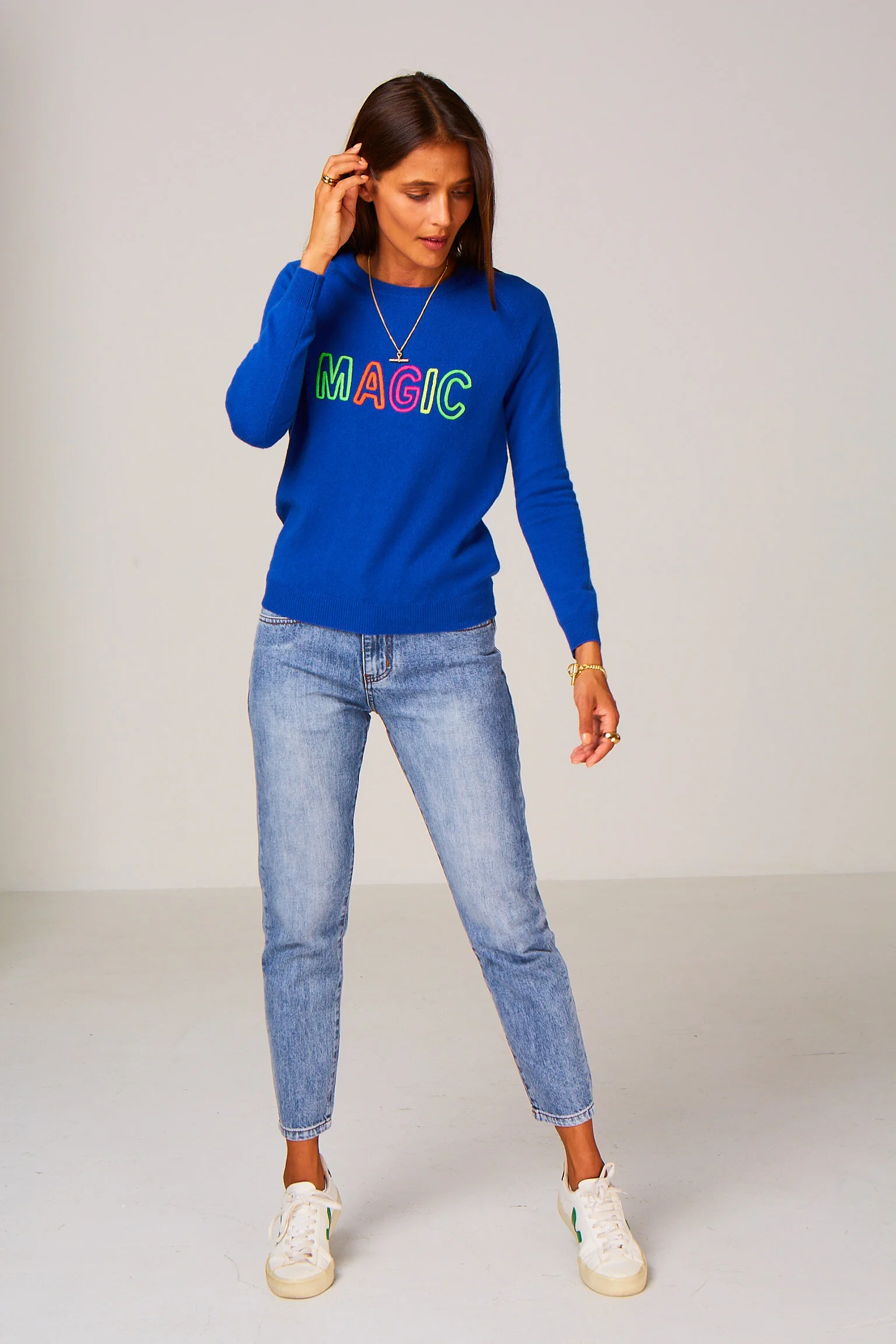 electric blue cashmere jumper
