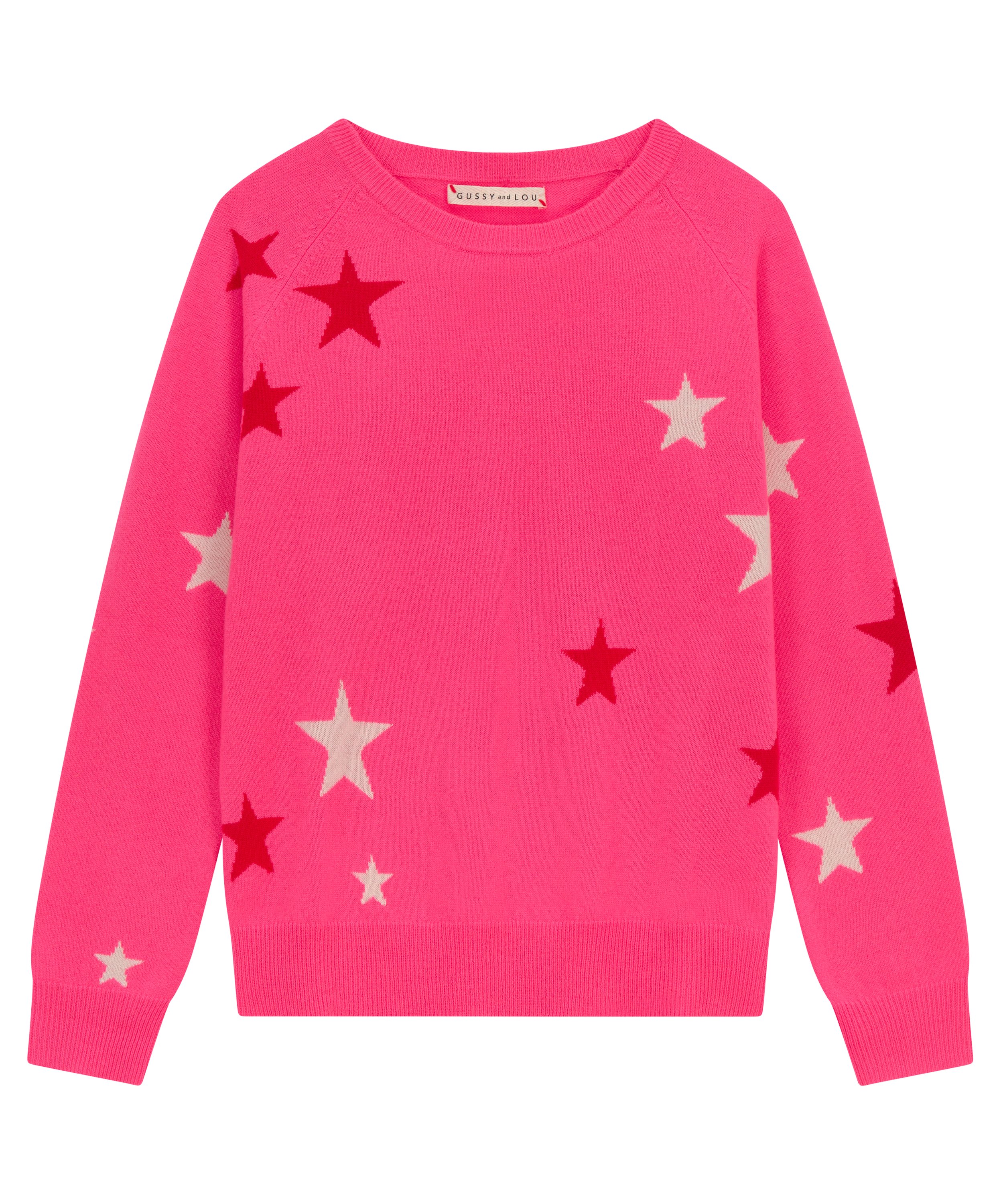 Ladies Neon Pink Star Cashmere Jumper 