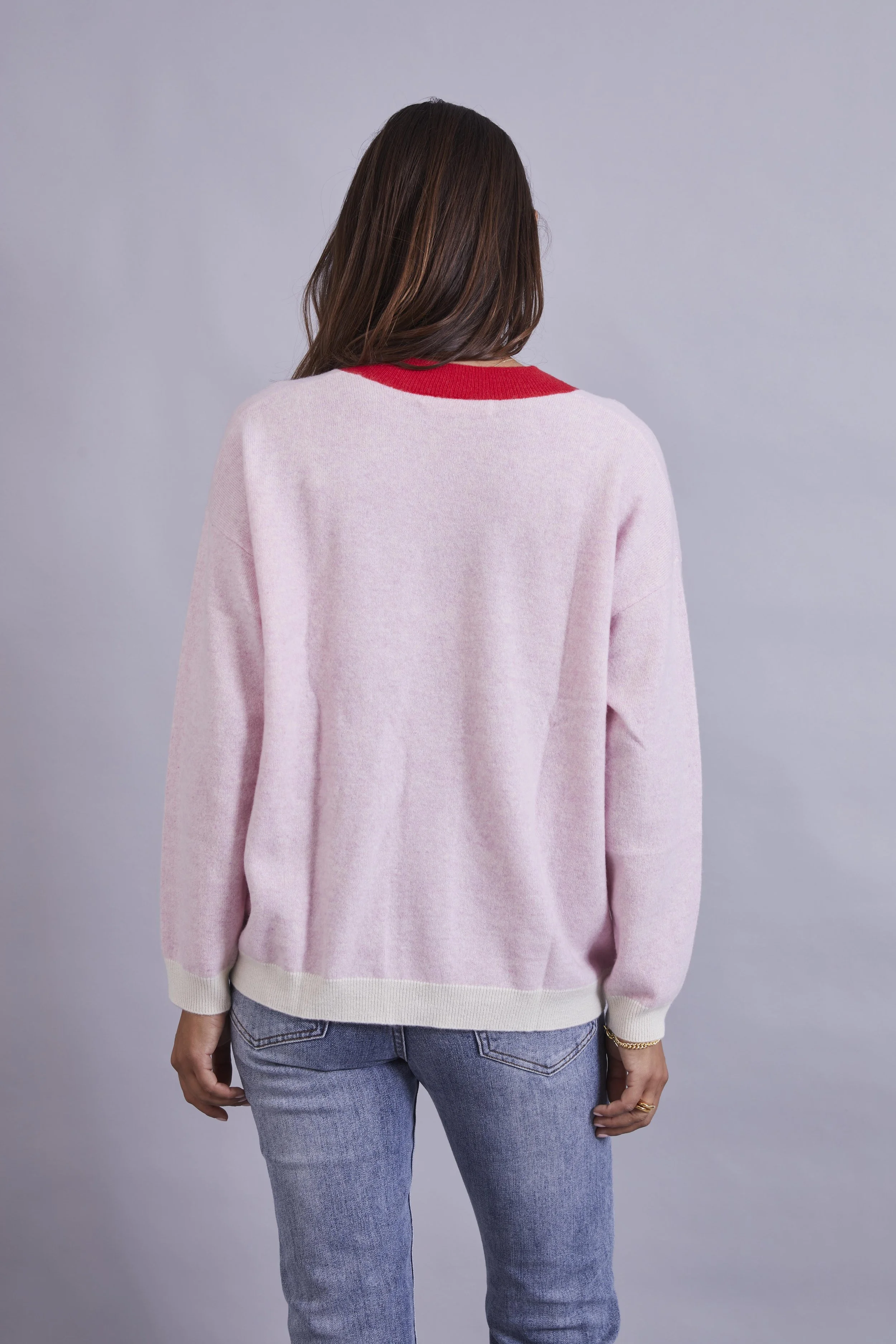 Ladies Pale Pink with Red and Cream 