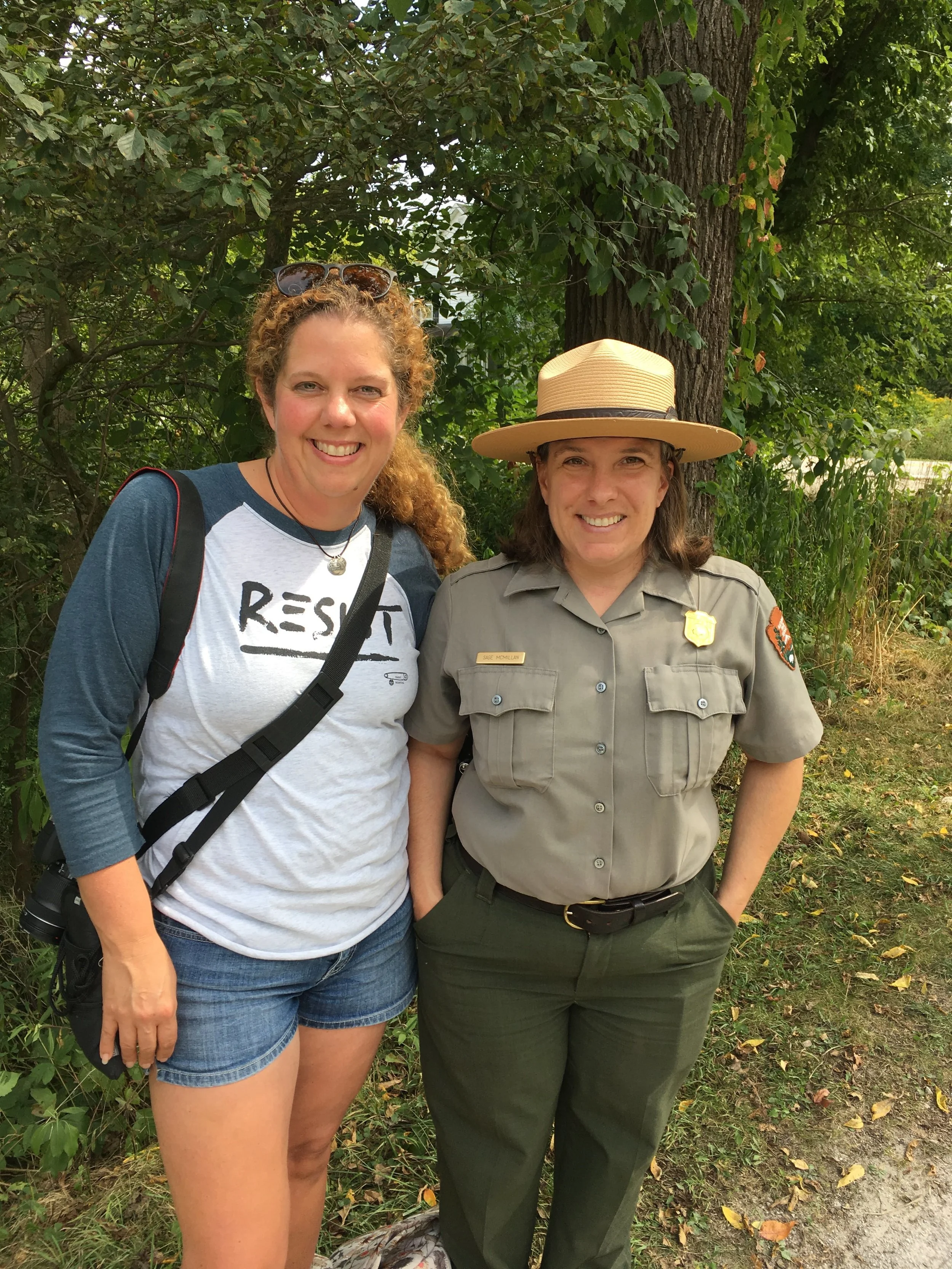 Park Ranger Sage and I having a chat on the path