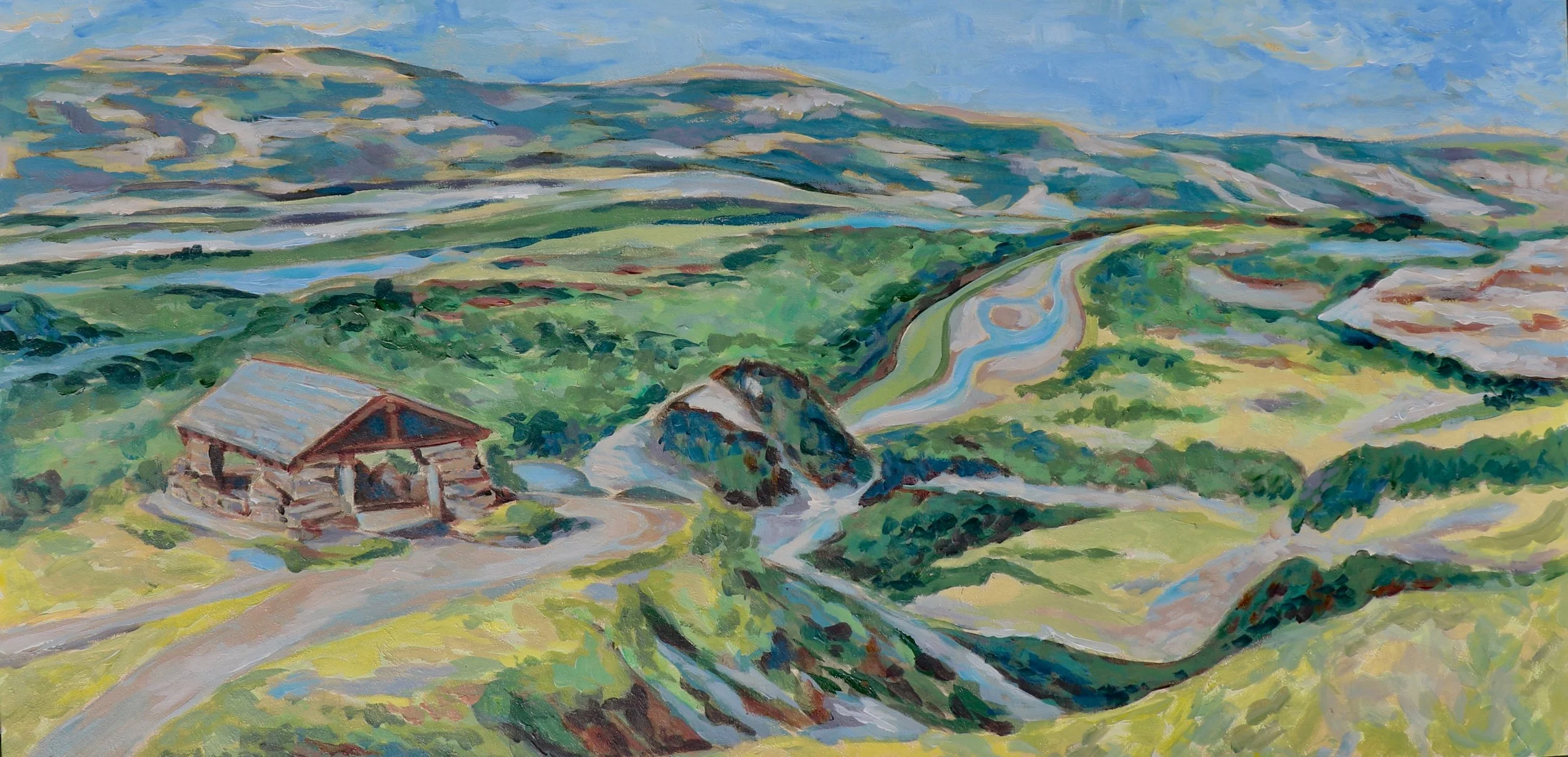 Riverbend Overlook, Theodore Roosevelt National Park North Unit - acrylic on board