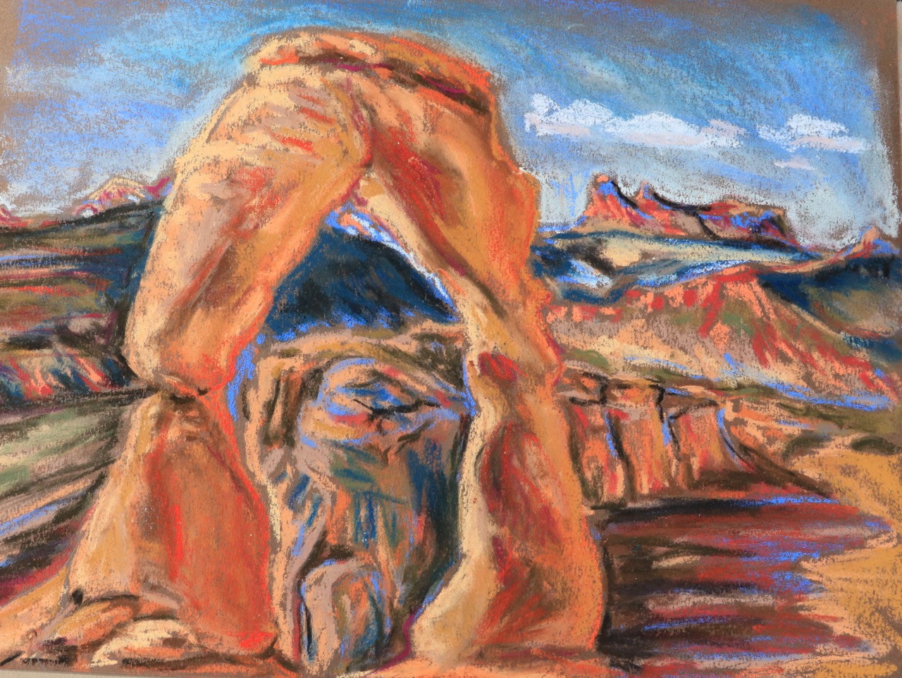 First Glimpse of Delicate Arch, Arches National Park - pastel