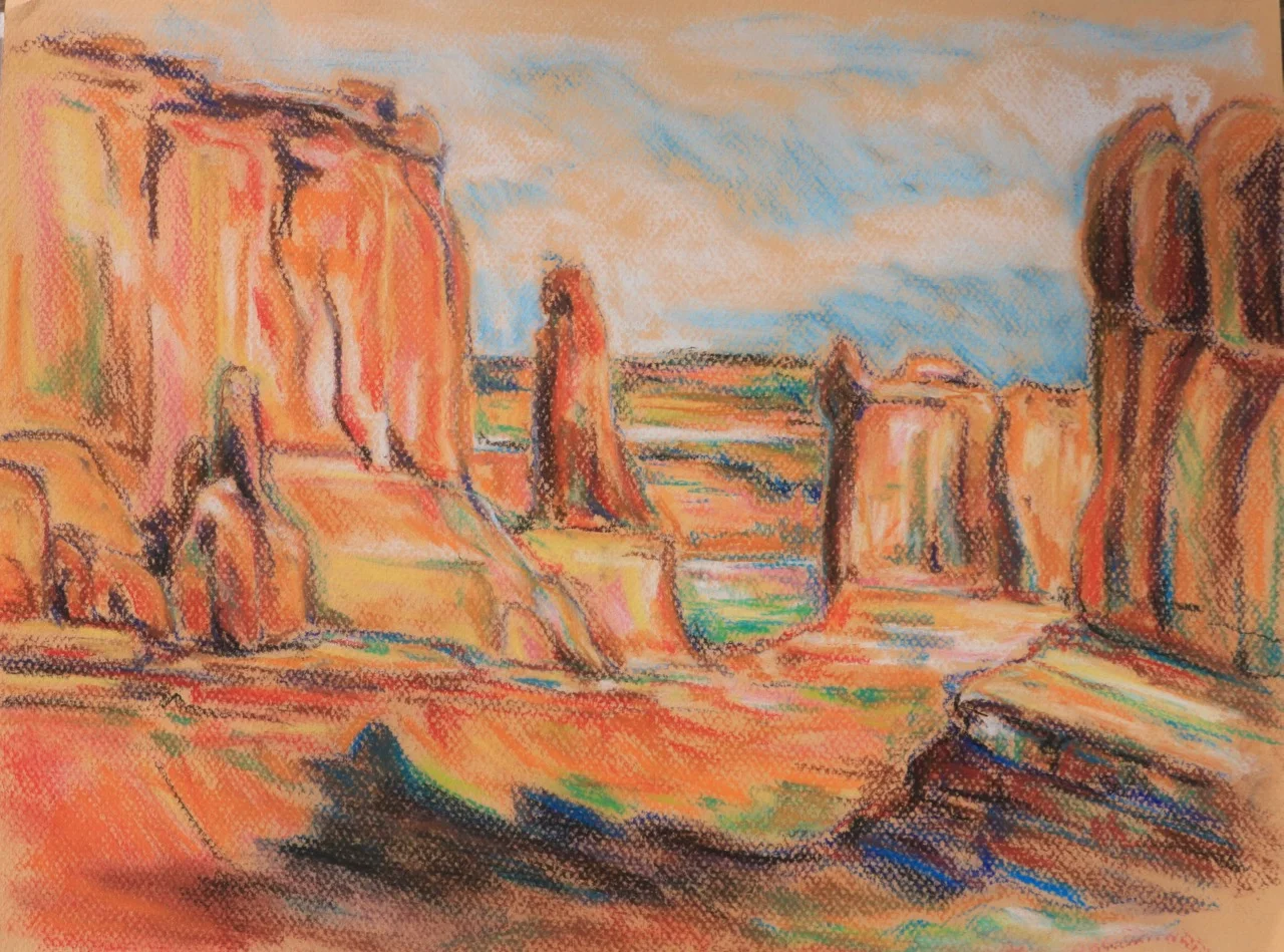 Park Avenue View, Arches National Park - conte pastel