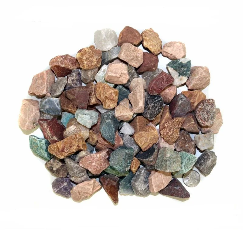 18 Stone India Mix **Clear Quartz, Rose Quartz, Amethyst, Green Aventurine, Red Aventurine, Yellow Aventurine, White Jade, Black Tourmaline, Amazonite, Green Mica, Bloodstone, Moonstone, Fancy Jasper, Red Jasper, Moss Agate, Tree Agate, Smoky Quartz & Strawberry Jasper**