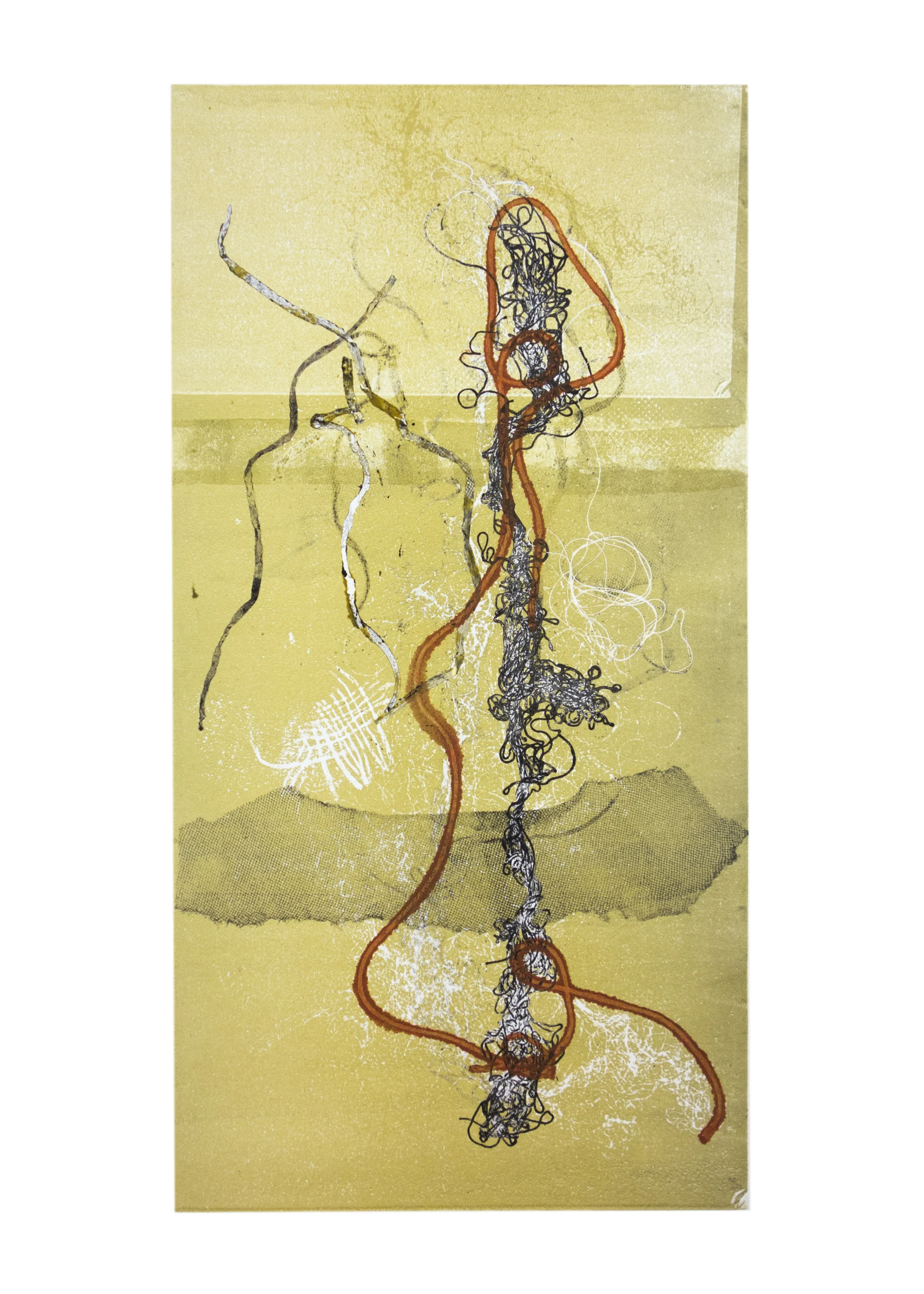 Scroll 2, collagraph, image: 19" x 9-3/4"