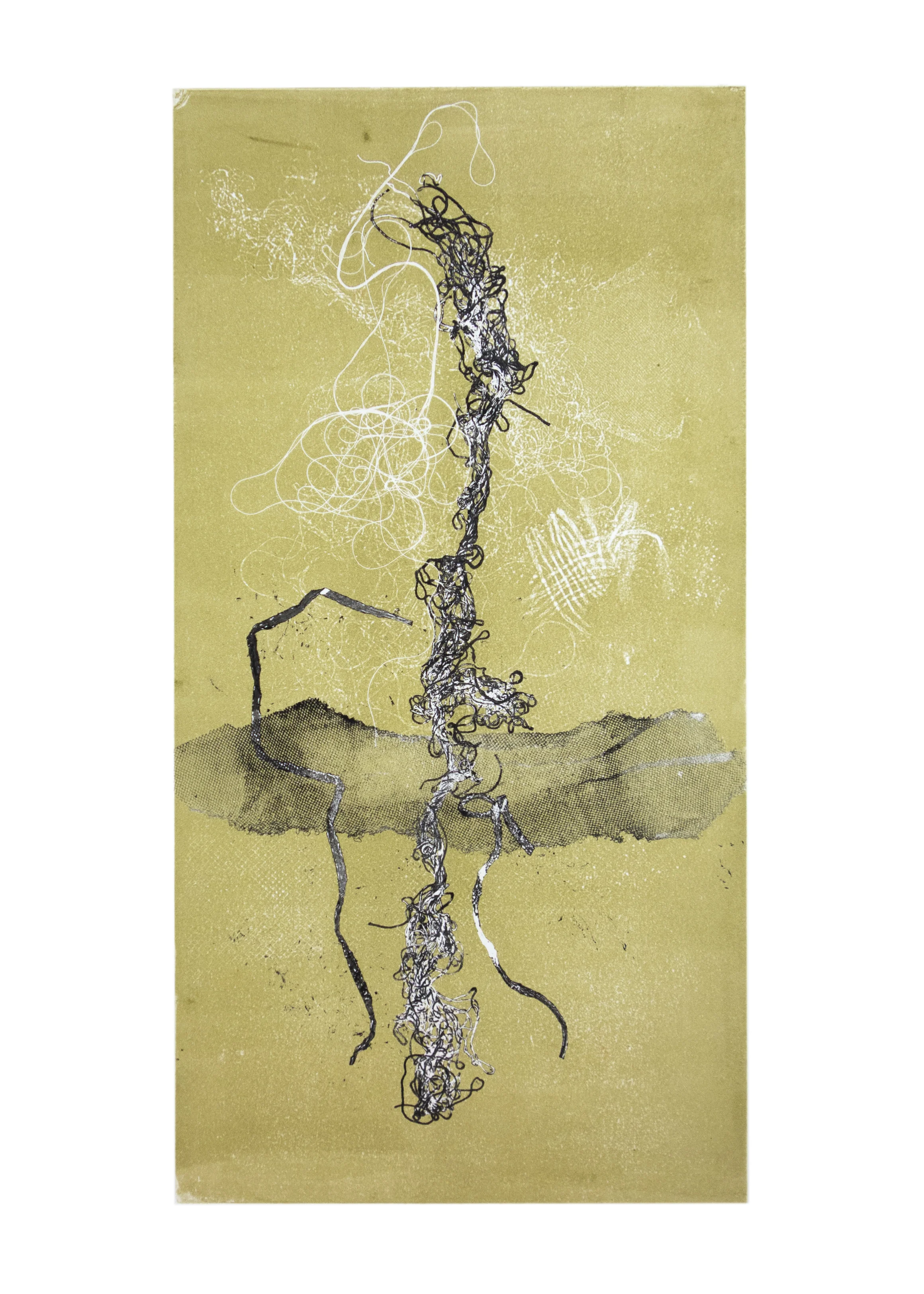 Scroll 1, collagraph, image: 19" x 9-3/4"