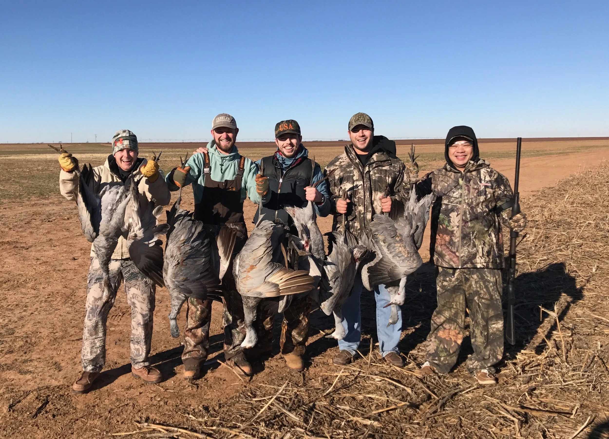 Crane hunt for first time hunters Ryan Kevin Tran, Maddison Goodwin, and Sydnie Showmaker, along with wounded veteran and Lubbock SCI Chapter board member James Mills. Big thanks to the T Bar Ranch and the Mclelland family for letting us do this hunt on their property.