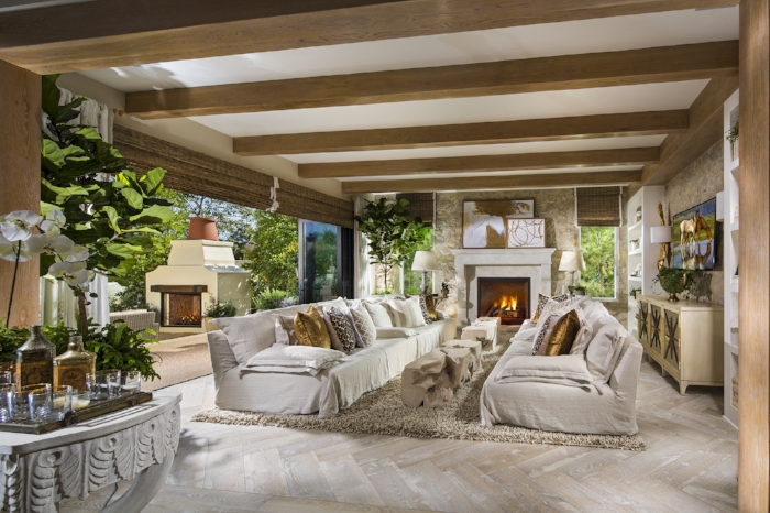 The open floor plan of the Plan Two residence at The Oaks Farms.