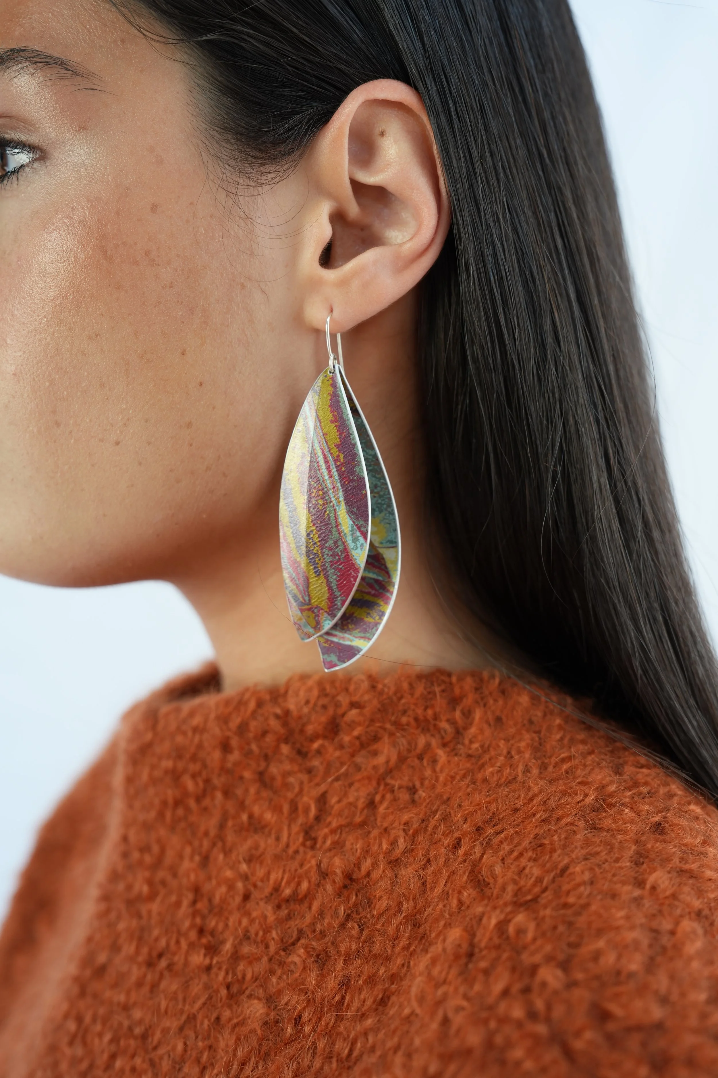 LARGE DOUBLE LEAF EARRINGS