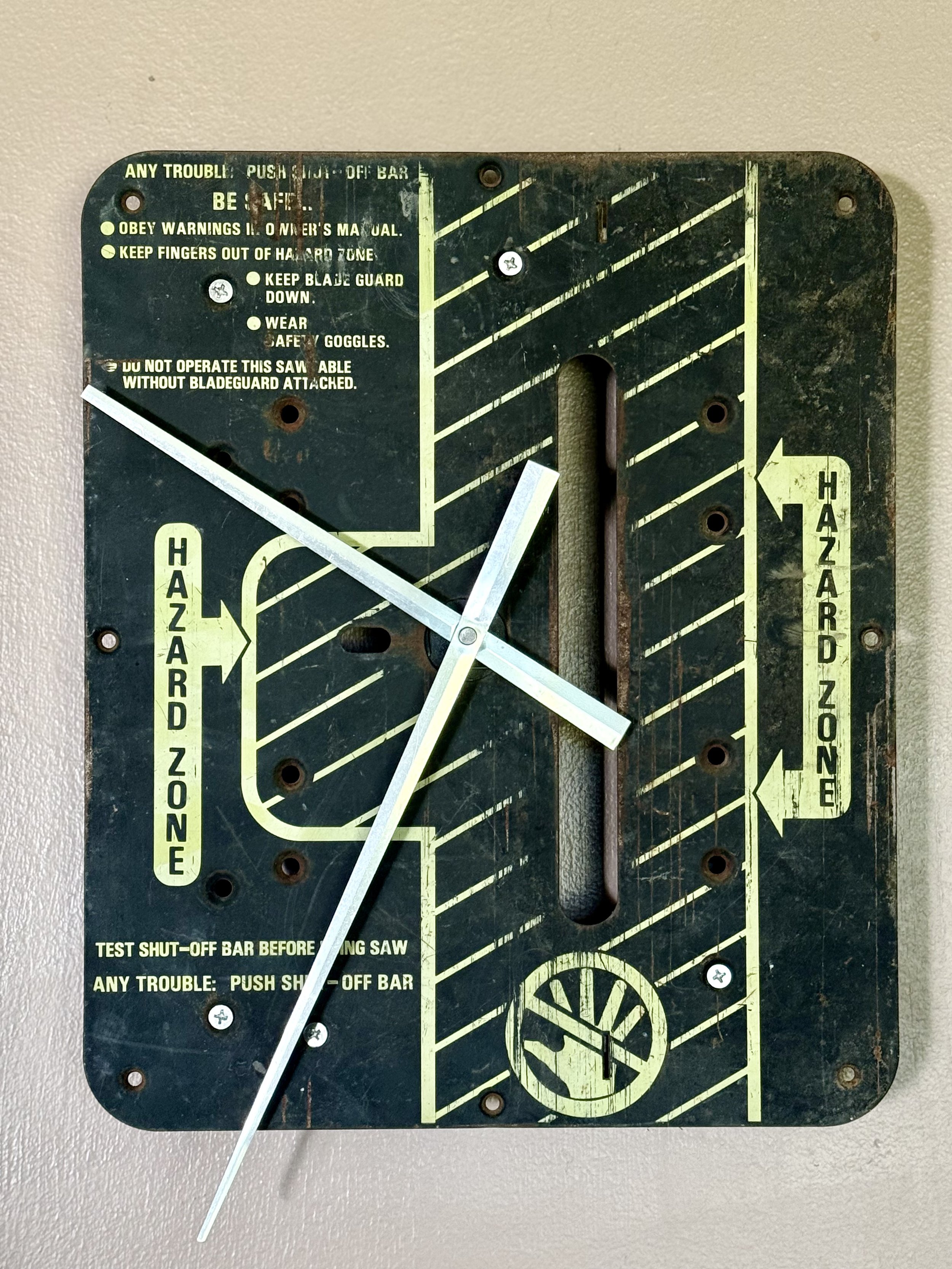 Metal Reclaimed Steel Clock - Hazard Zone