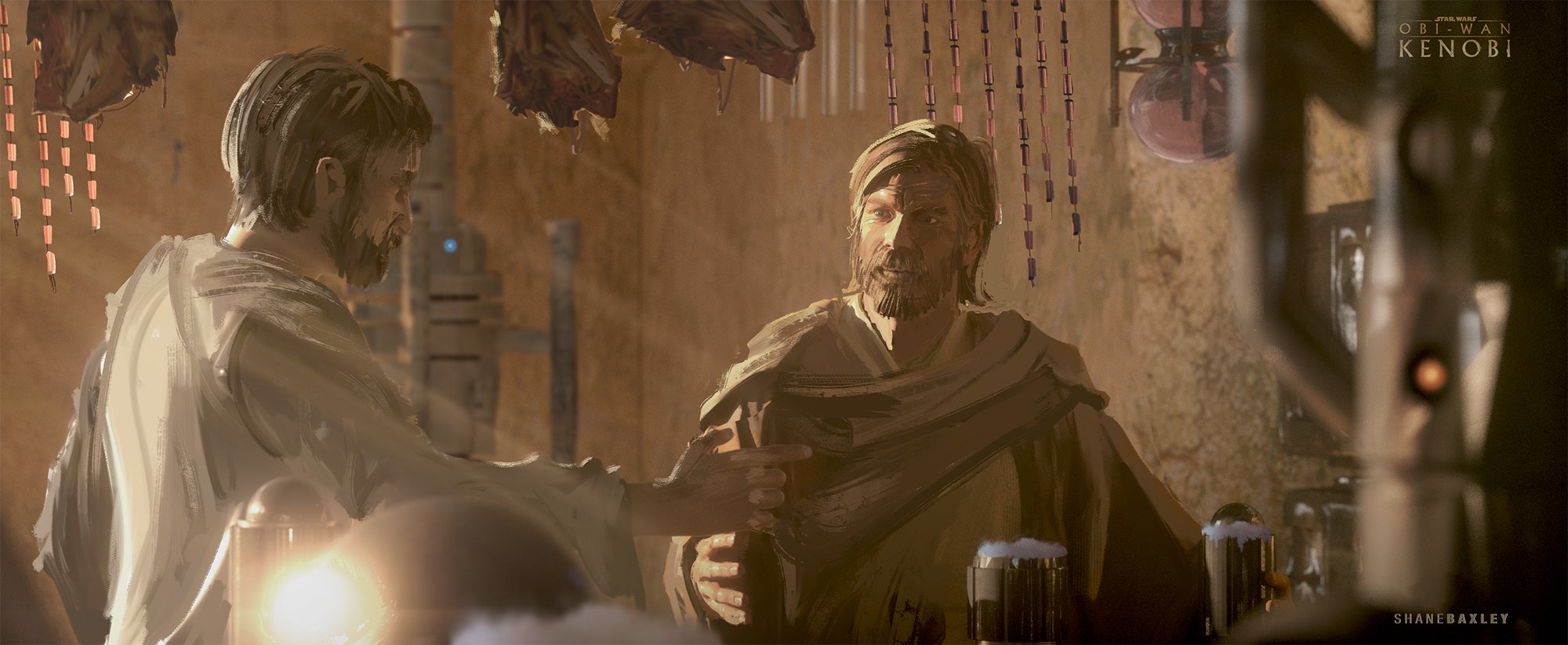  Kenobi and Lars having a discussion at the bar 