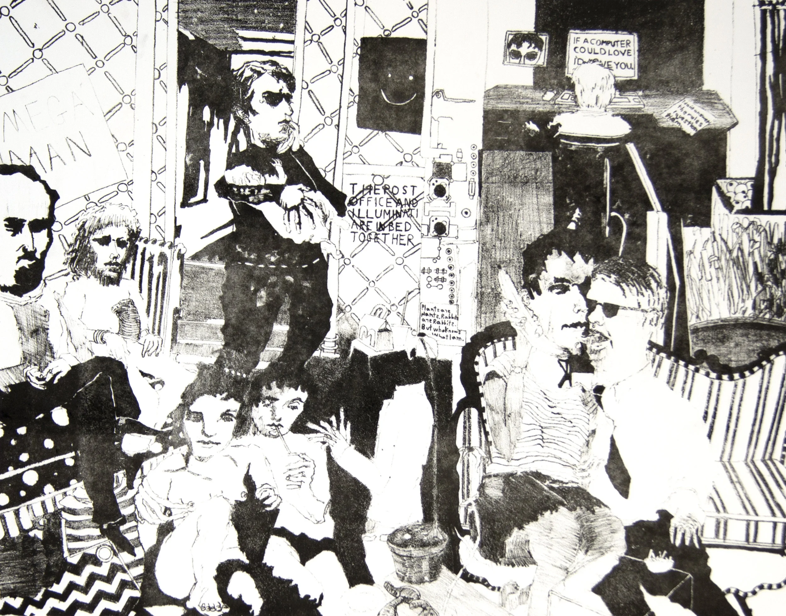 Fear Of Becoming a Nancy Boy, 2017, Monotype, 13" x 18"