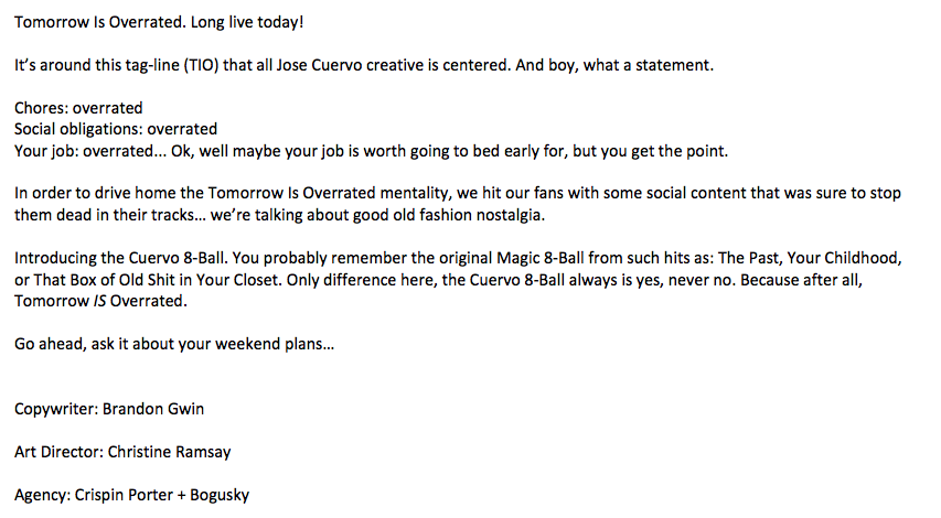 Cuervo 8-Ball Instagram Story
