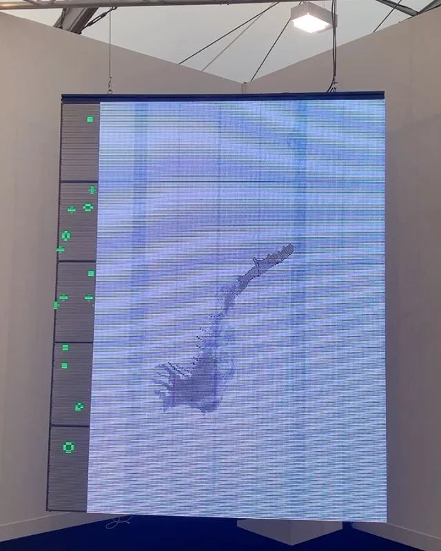 Digital work by Philippe Parreno &lsquo;With a Rhythmic Instinction to be Able to Travel Beyond Existing Forces of Life&rsquo;, 2014-18
LED screen composed of 10 panels. @pilarcorriasgallery booth #phillipeparreno