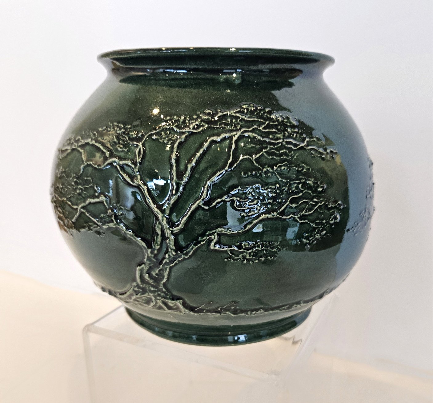 Green Pot with Trees - Med