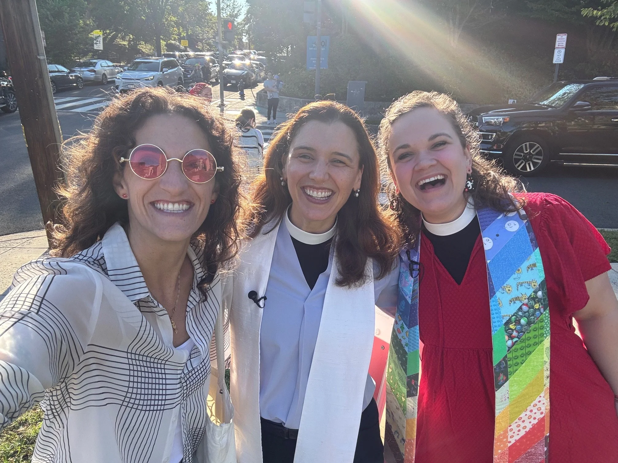  Hillary out on the street bringing joy and faith to the community around St. Columba’s! 
