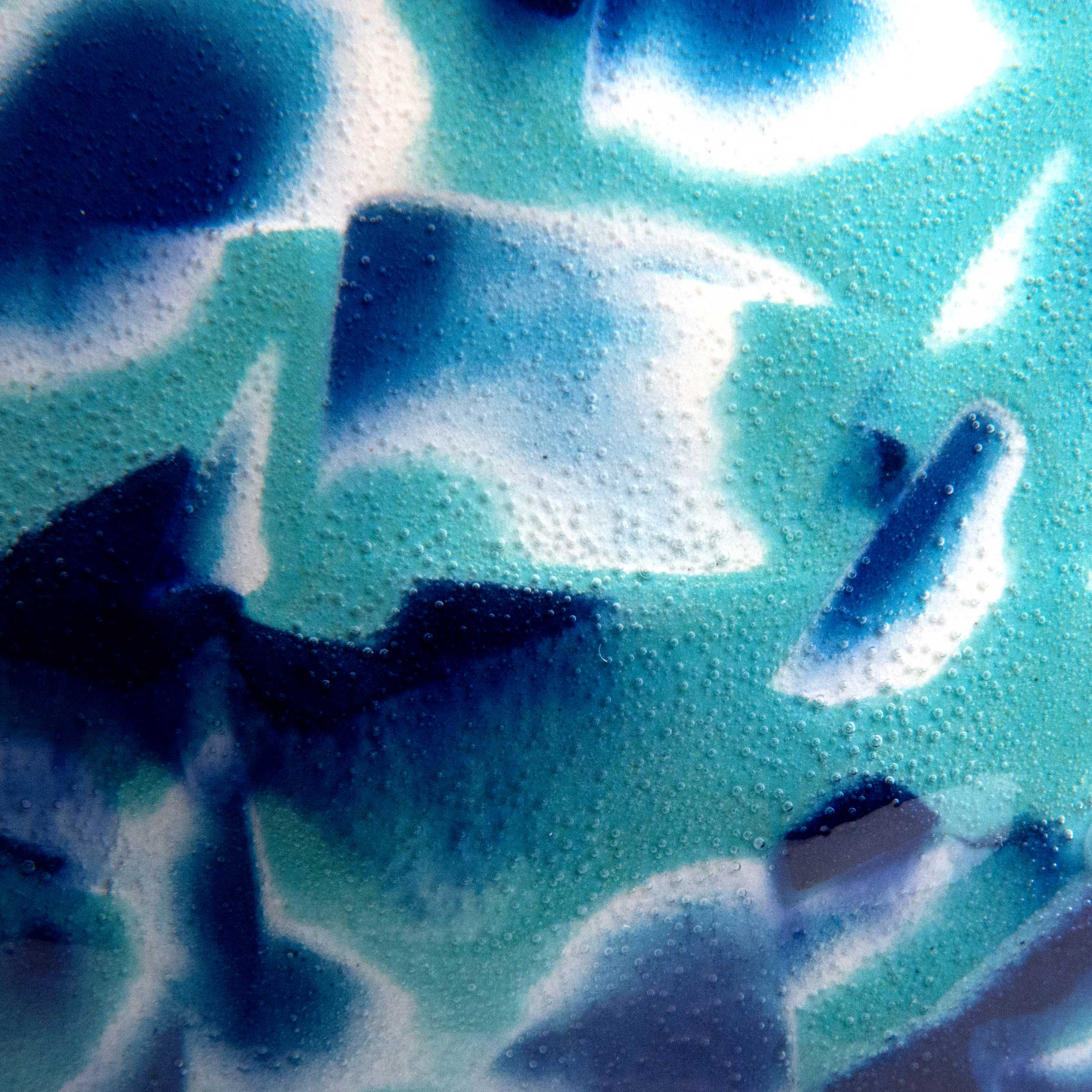 Underwater Glaze Detail on Turquoise Blue Reef Ceramic Bowl by R