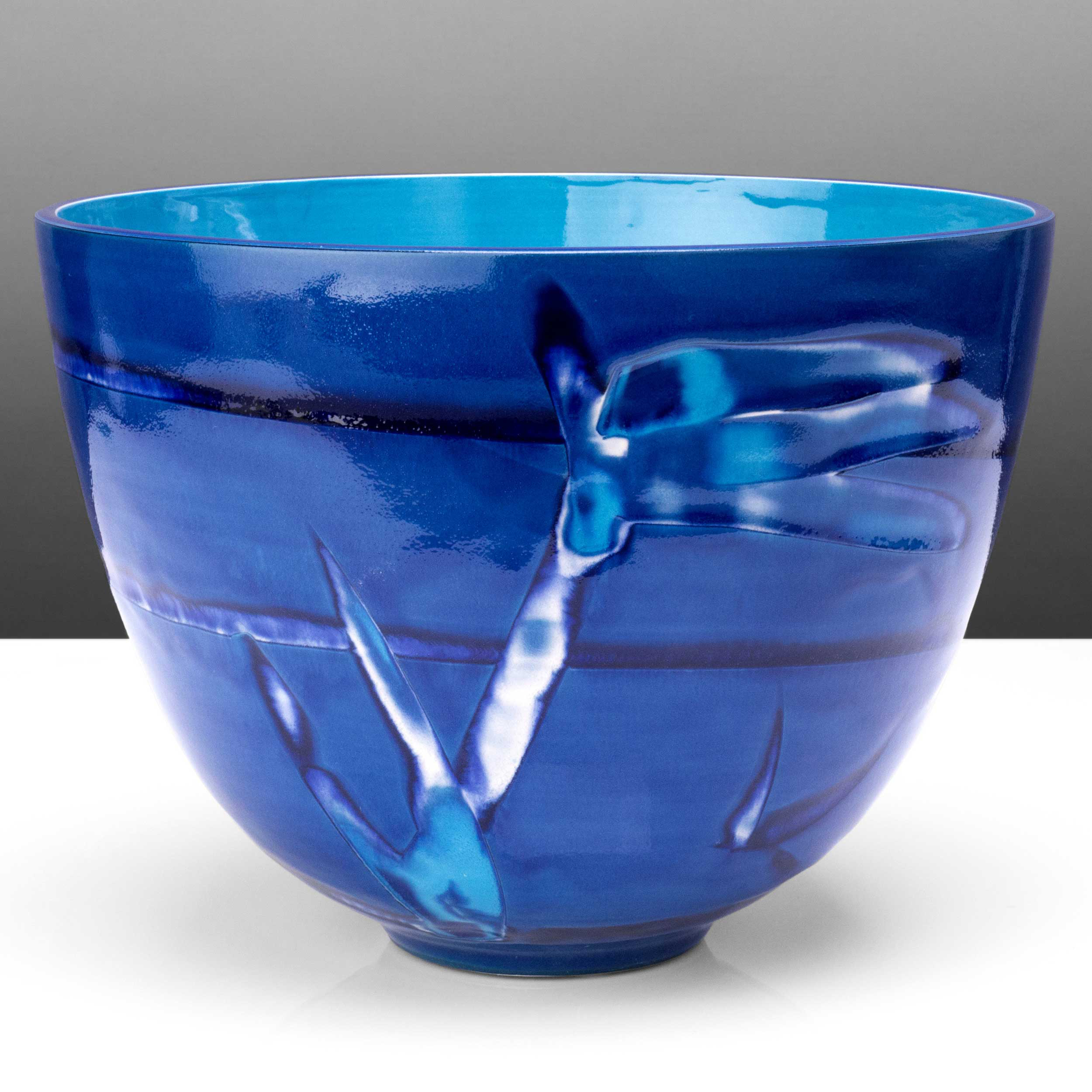 Tropical Water Blue Deep Ceramic Bowl by Rowena Gilbert