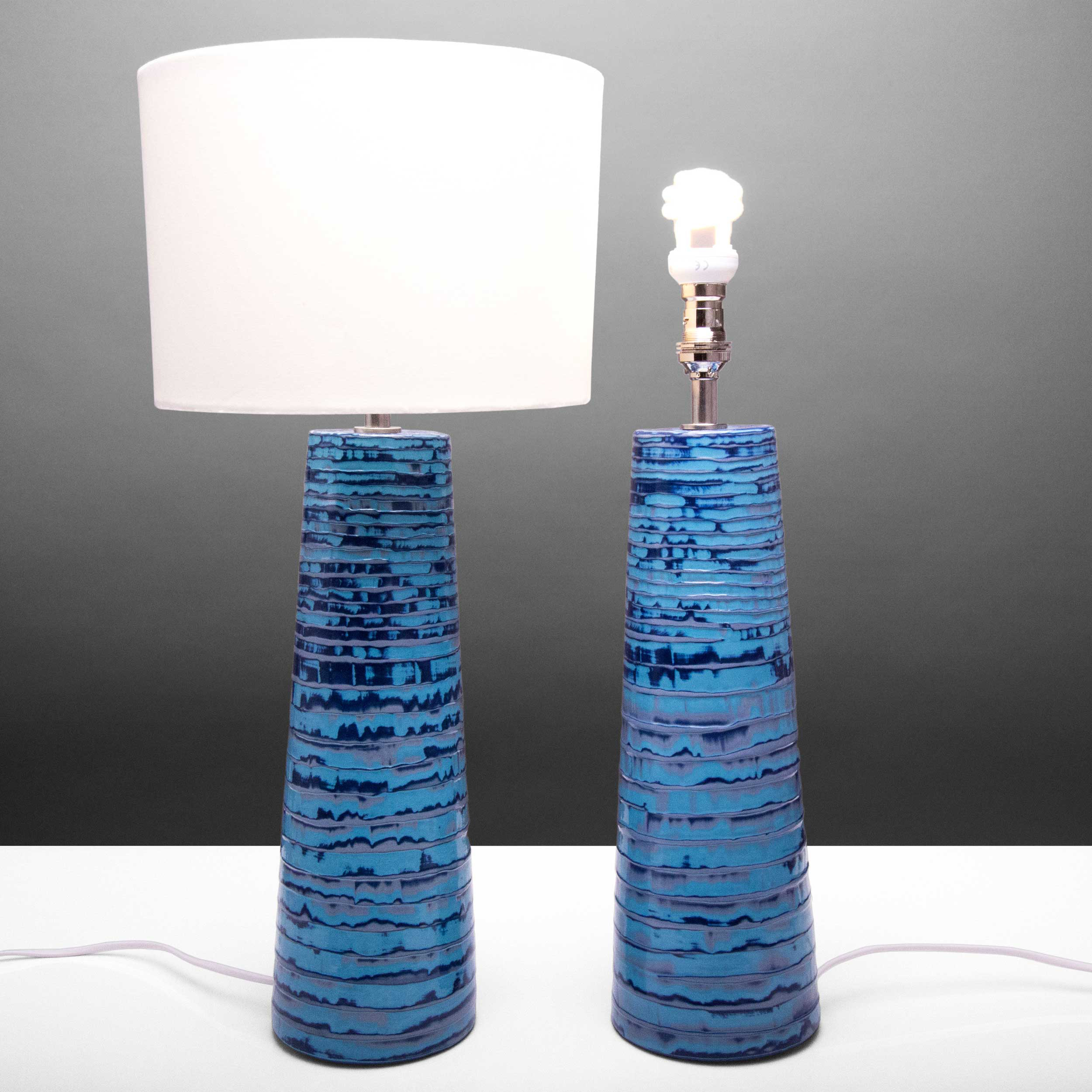 Ooleo Design Table Lamps Blue Mauve Purple by Rowena Gilbert