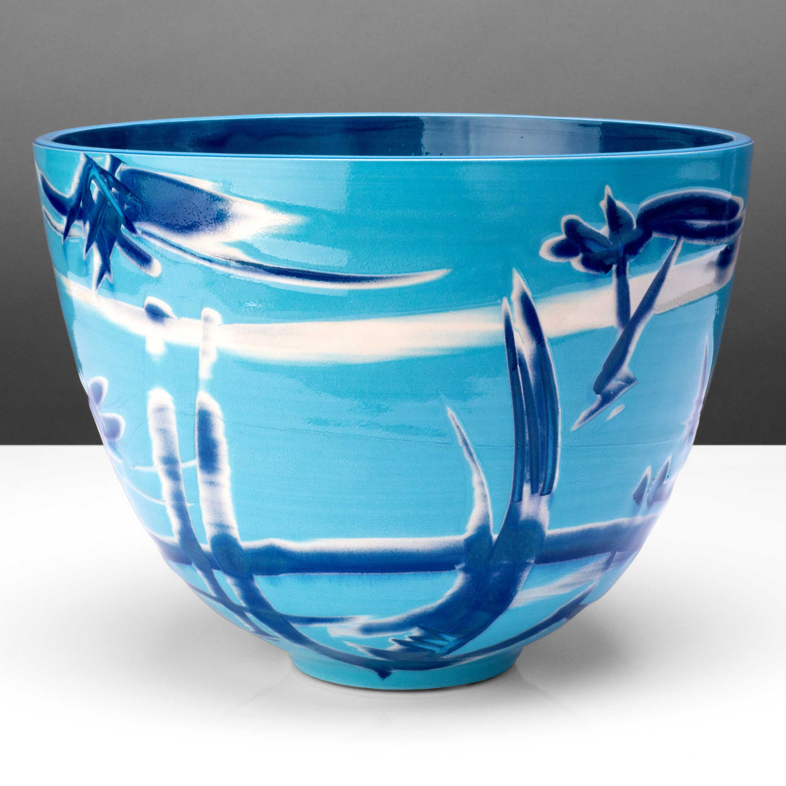 Blue Turquoise Deep Ceramic Bowl by Rowena Gilbert