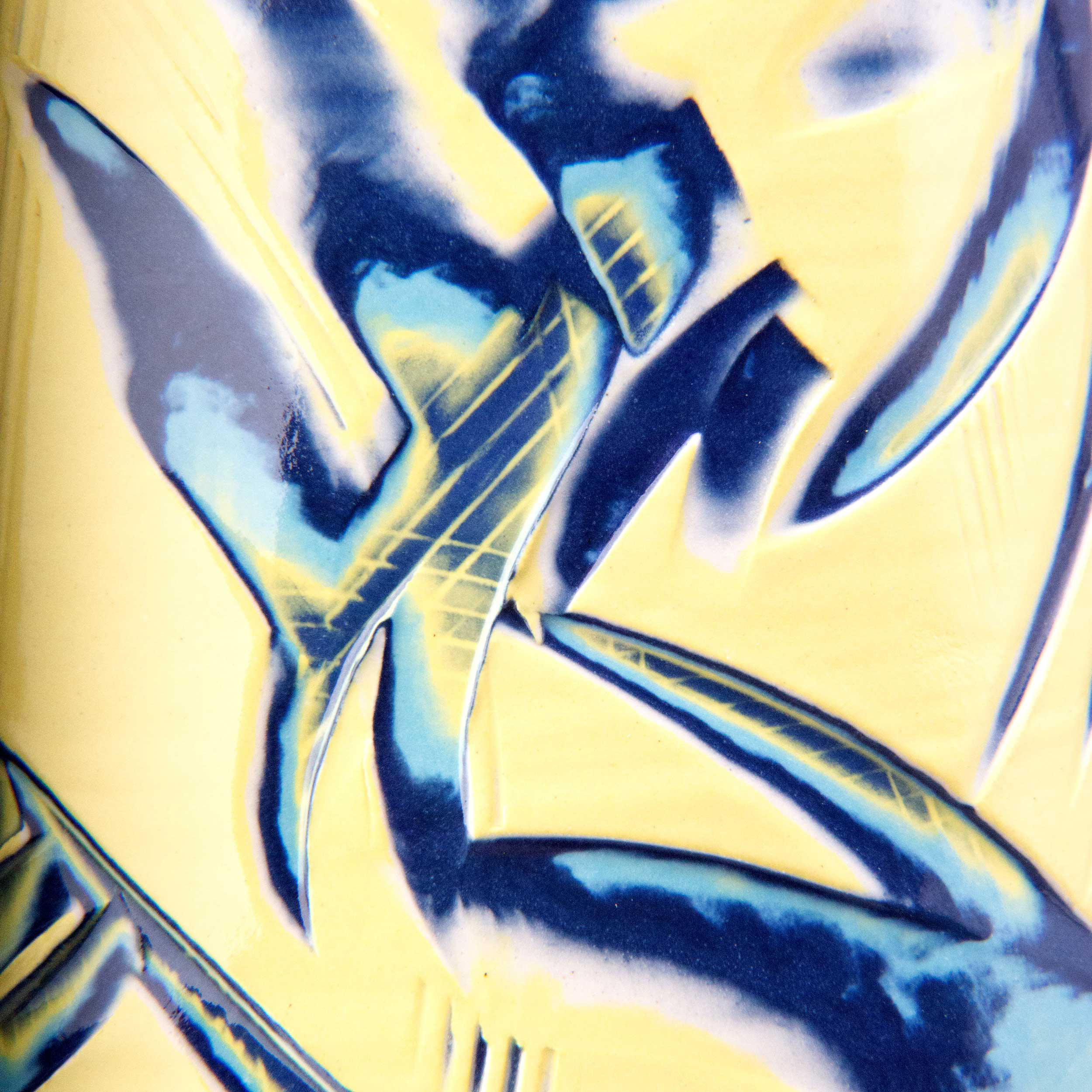 Yellow Sgraffito Ceramic Pattern by Rowena Gilbert