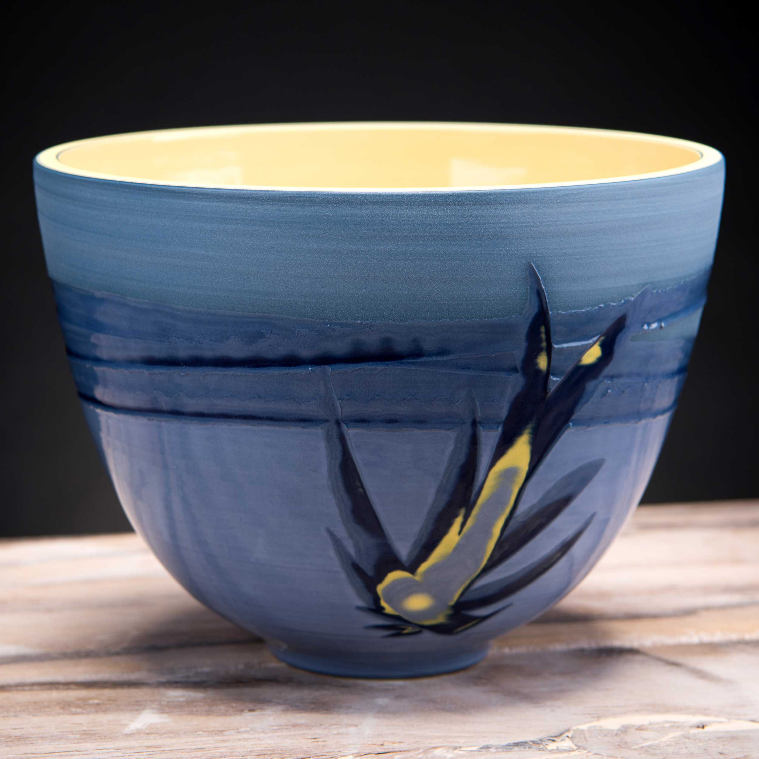 Deep Ceramic Bowl Bird Flight Sea Sky Design by Rowena Gilbert