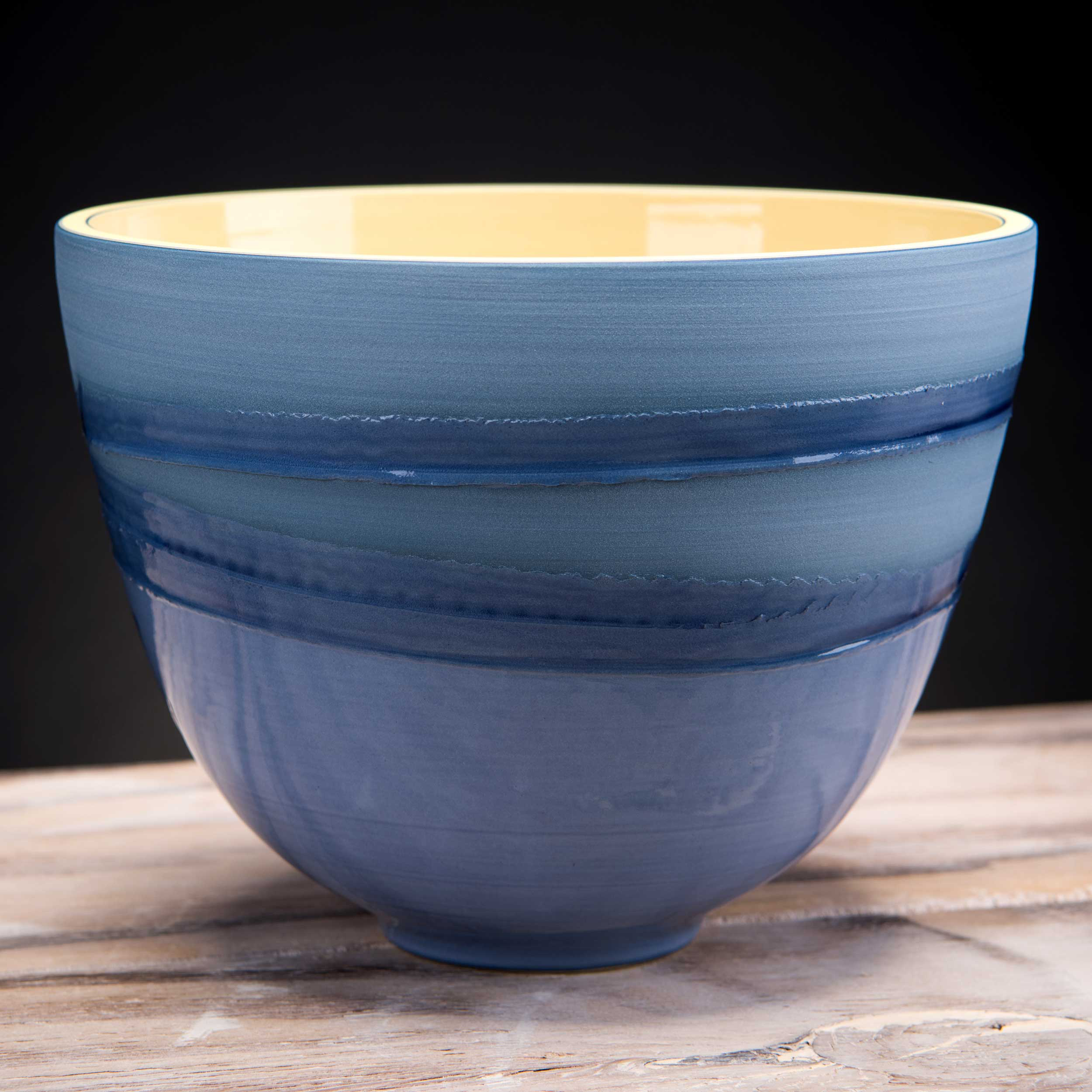 Deep Ceramic Bowl Blue Water Sea Design by Rowena Gilbert