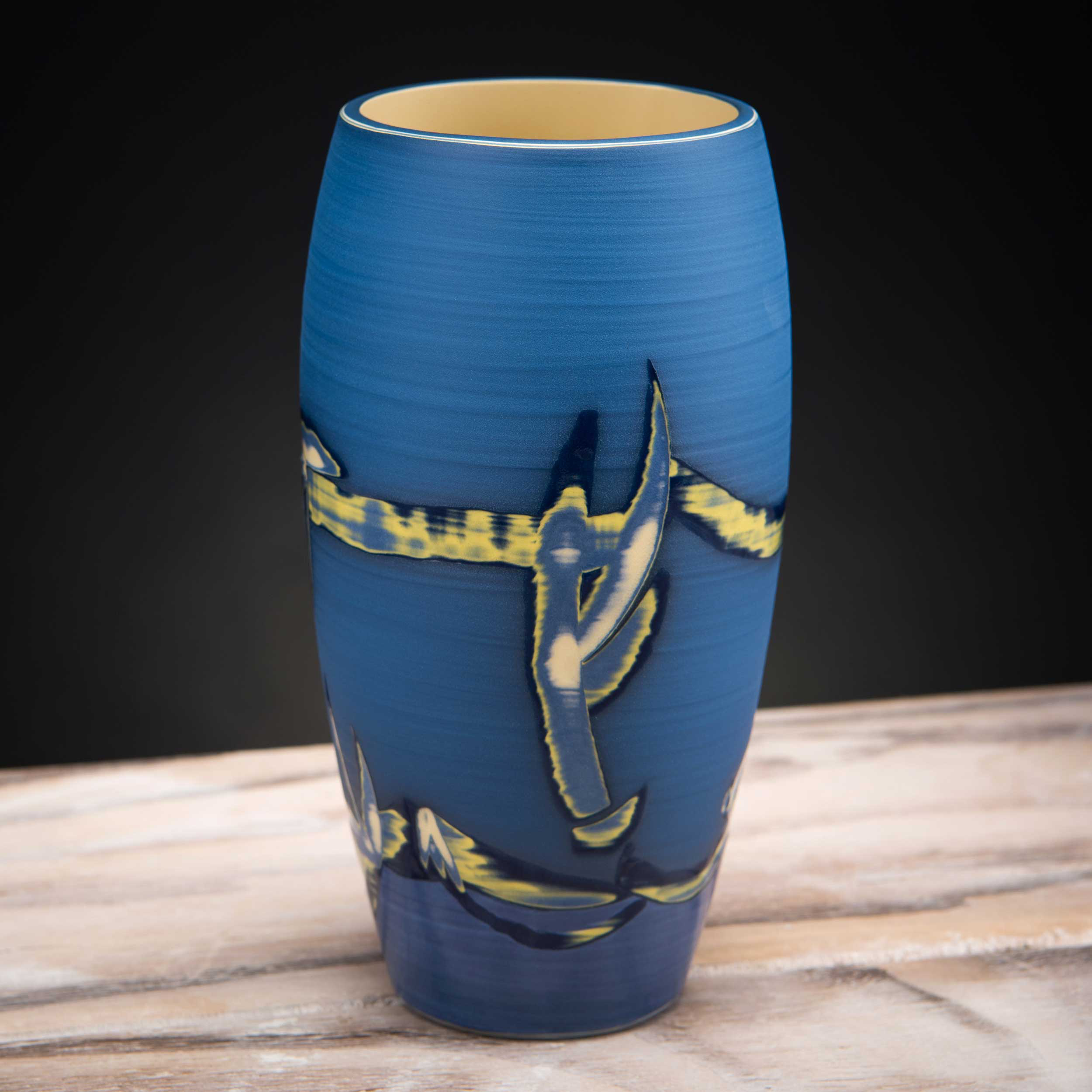 Shoreline Coast Inspired Ceramic Vase Blue by Rowena Gilbert