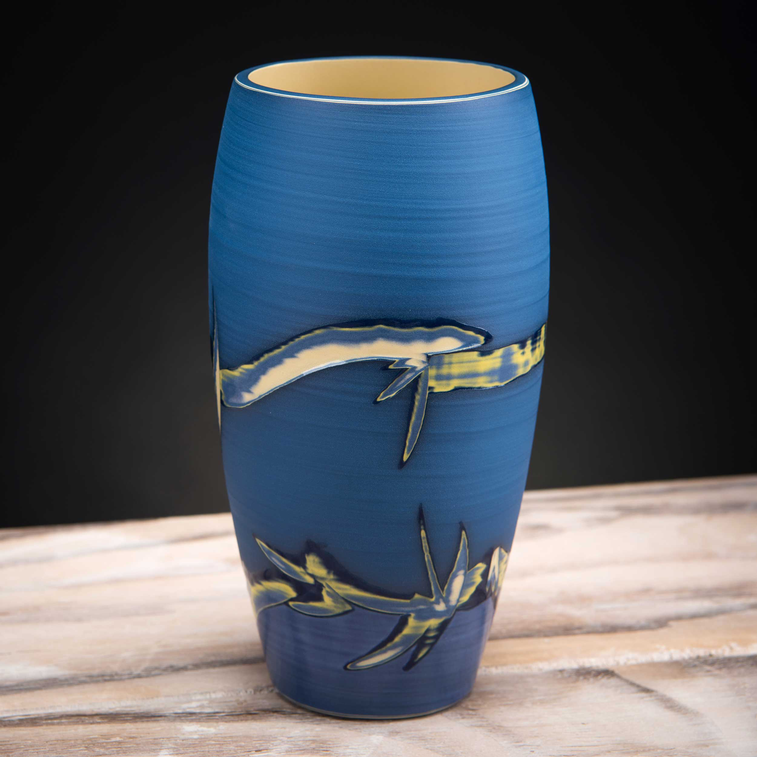 Coastline Vase Blue Ceramic by Rowena Gilbert