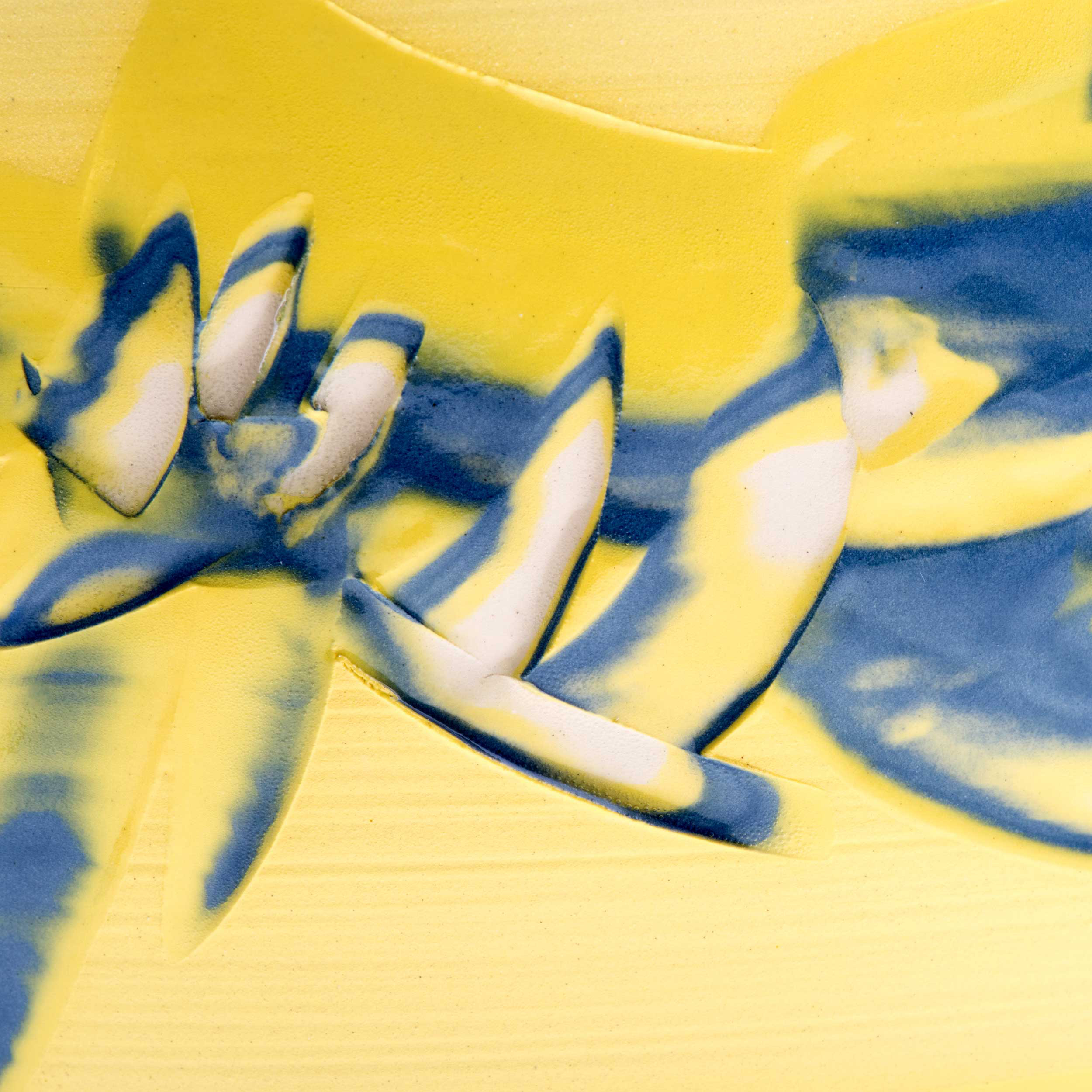 Detail Yellow Slipcast Ceramics Coast Series by Rowena Gilbert