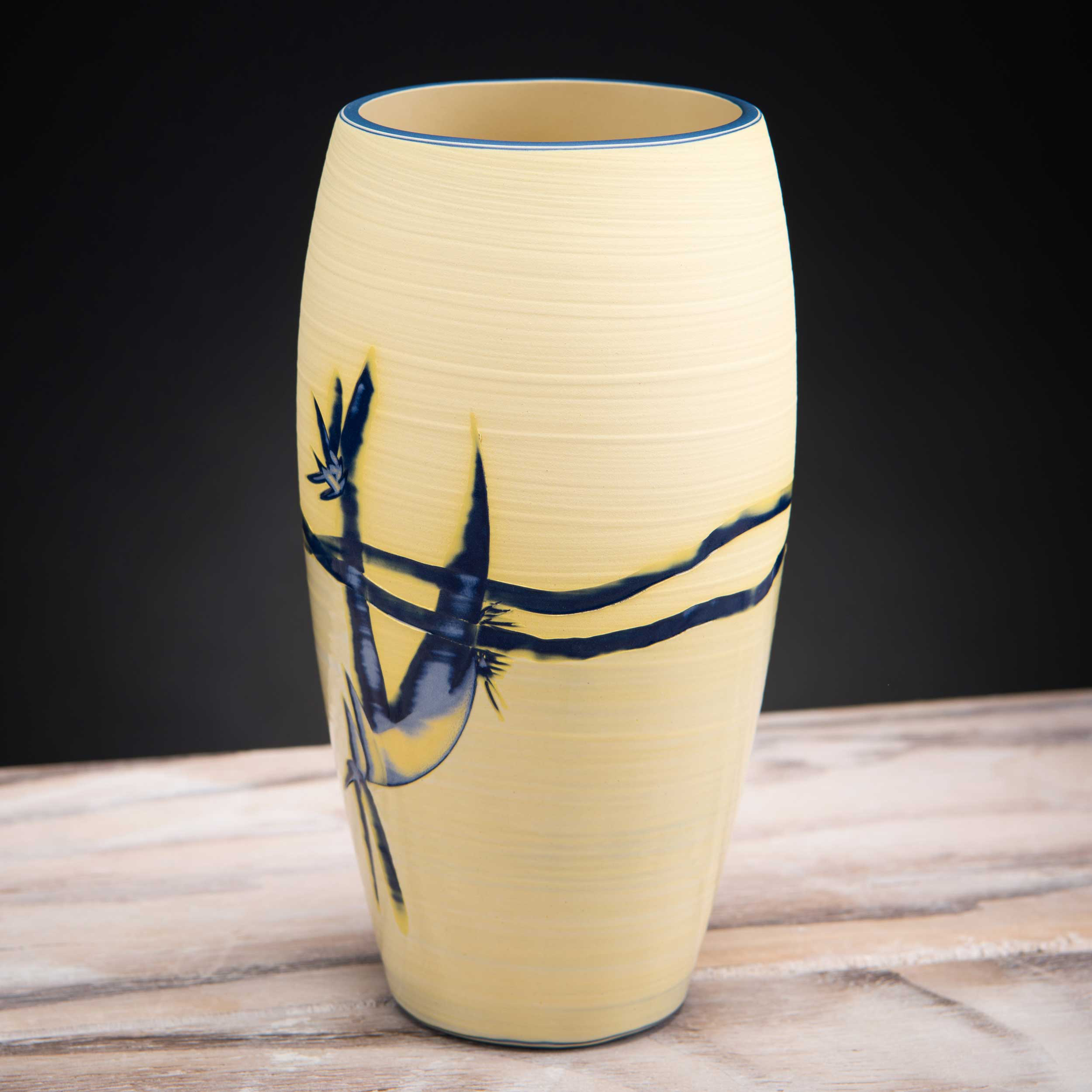 Yellow Shoreline Coast Inspired Ceramic Vase by Rowena Gilbert