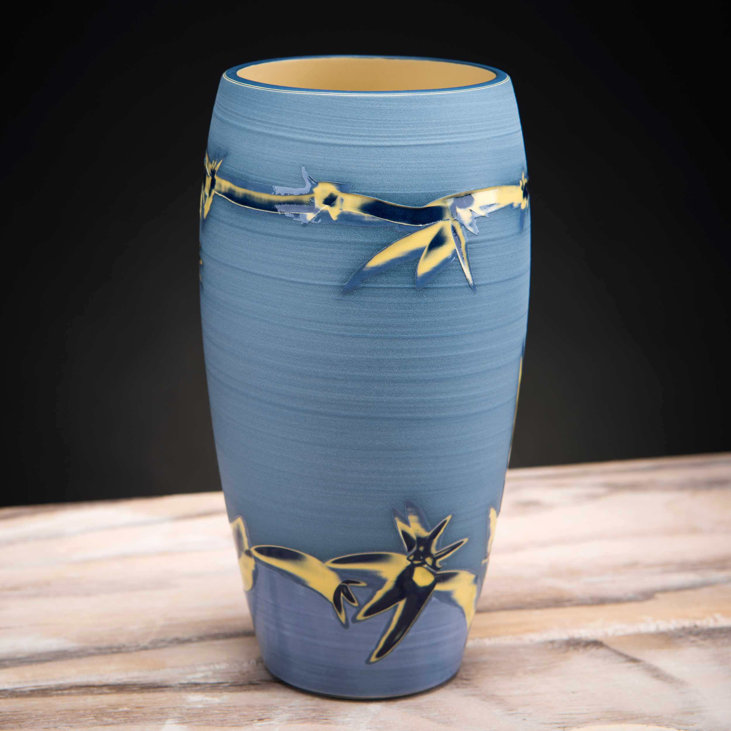 Coast Inspired Blue Ceramic Vase by Rowena Gilbert