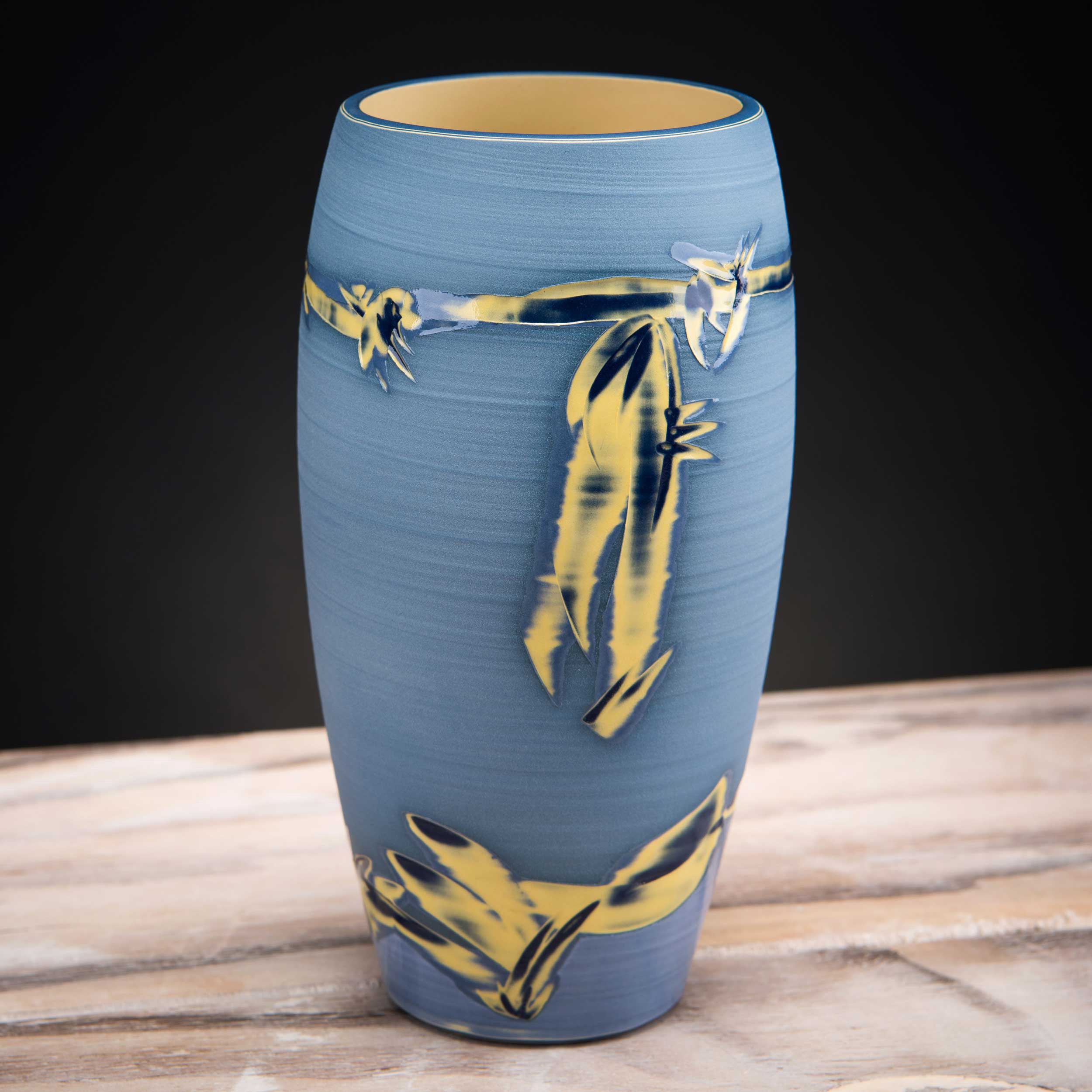 Vase in Pale Blue Yellow by Rowena Gilbert