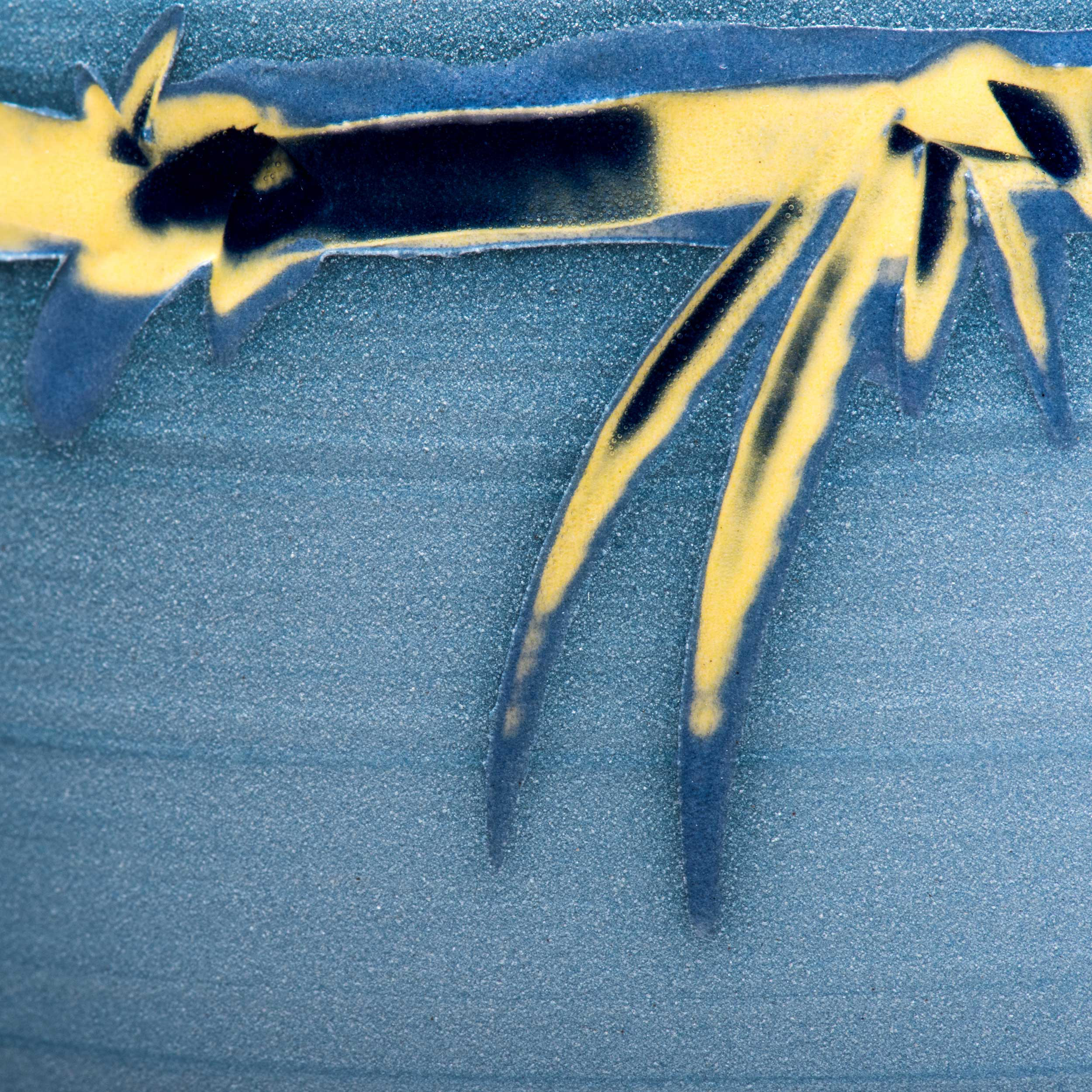 Blue Yellow Sgraffito Ceramic by Rowena Gilbert