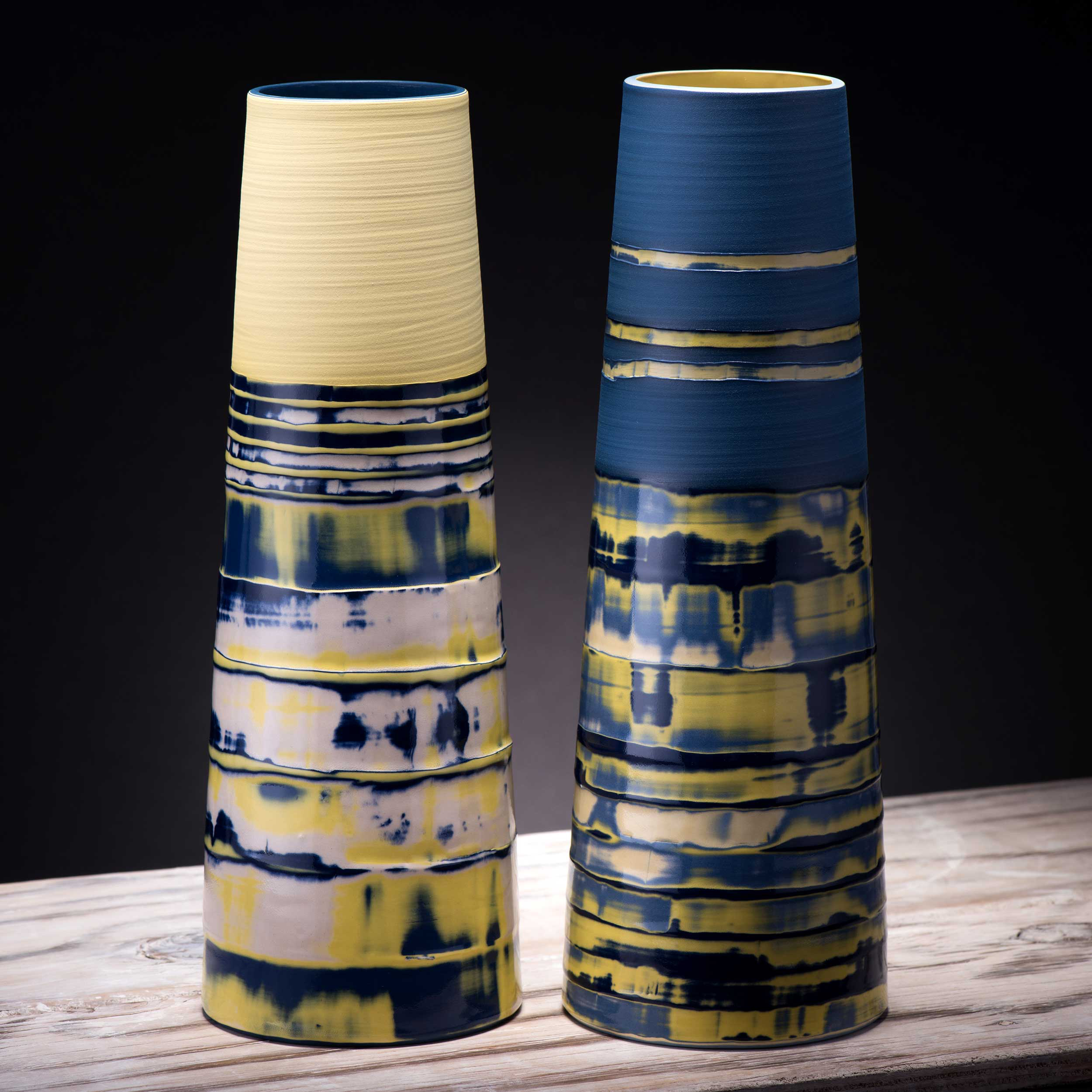 Large Ceramic Stem Vases Coast Series by Rowena Gilbert