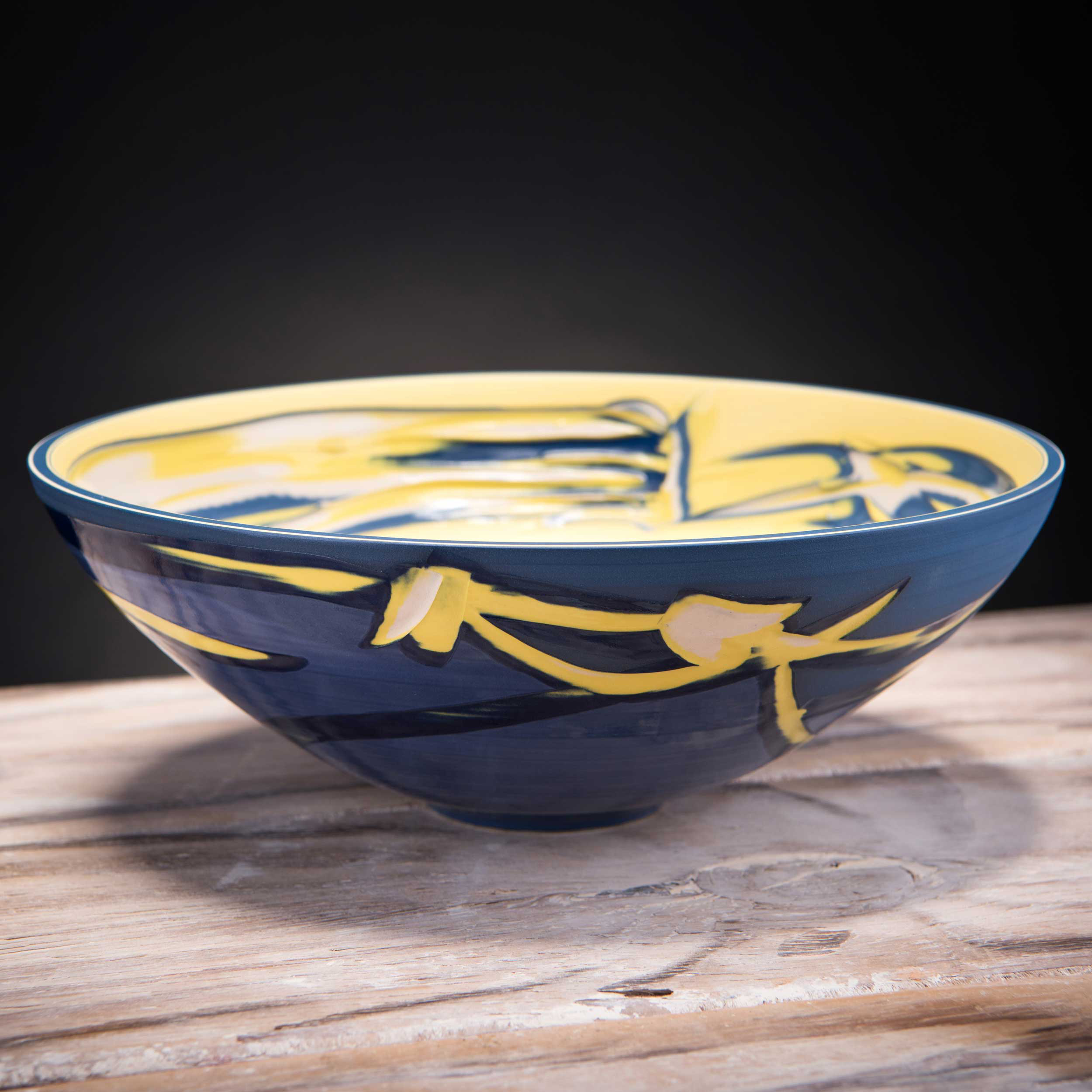 Large Bowl Yellow Blue Coast Series by Rowena Gilbert