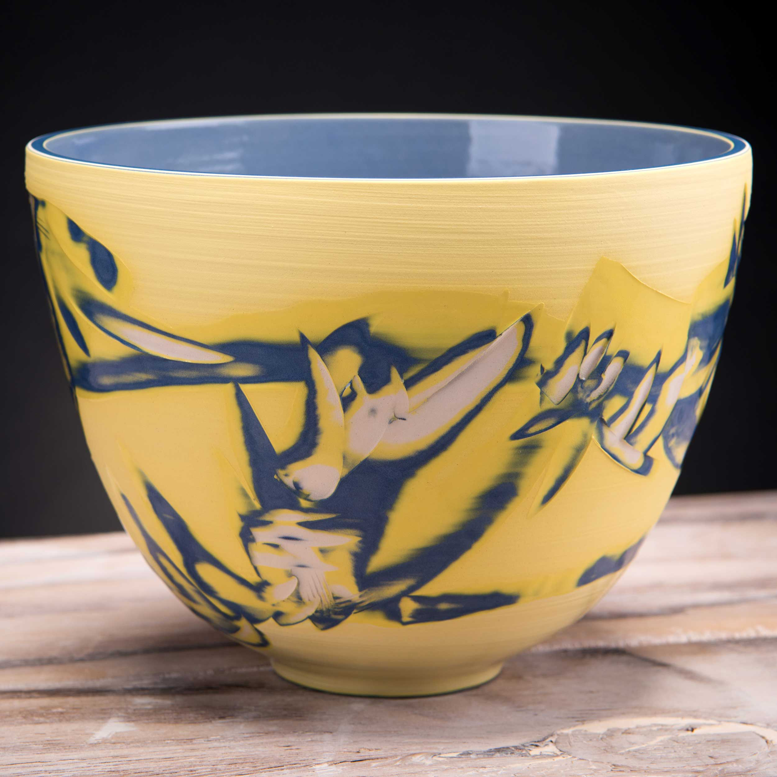 Coast Inspired Yellow Ceramic Bowl by Rowena Gilbert