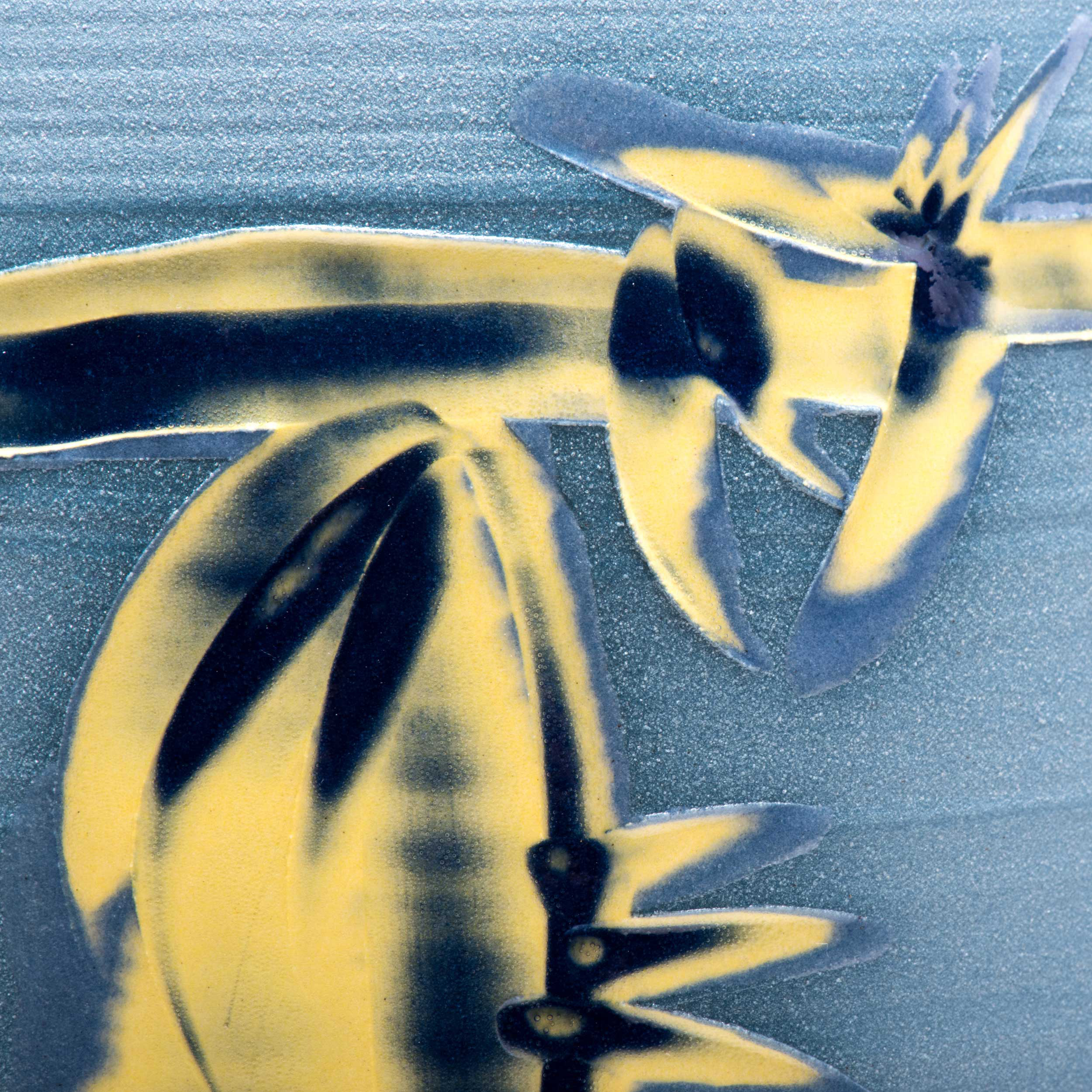 Blue Yellow Clay Slip Effect by Rowena Gilbert